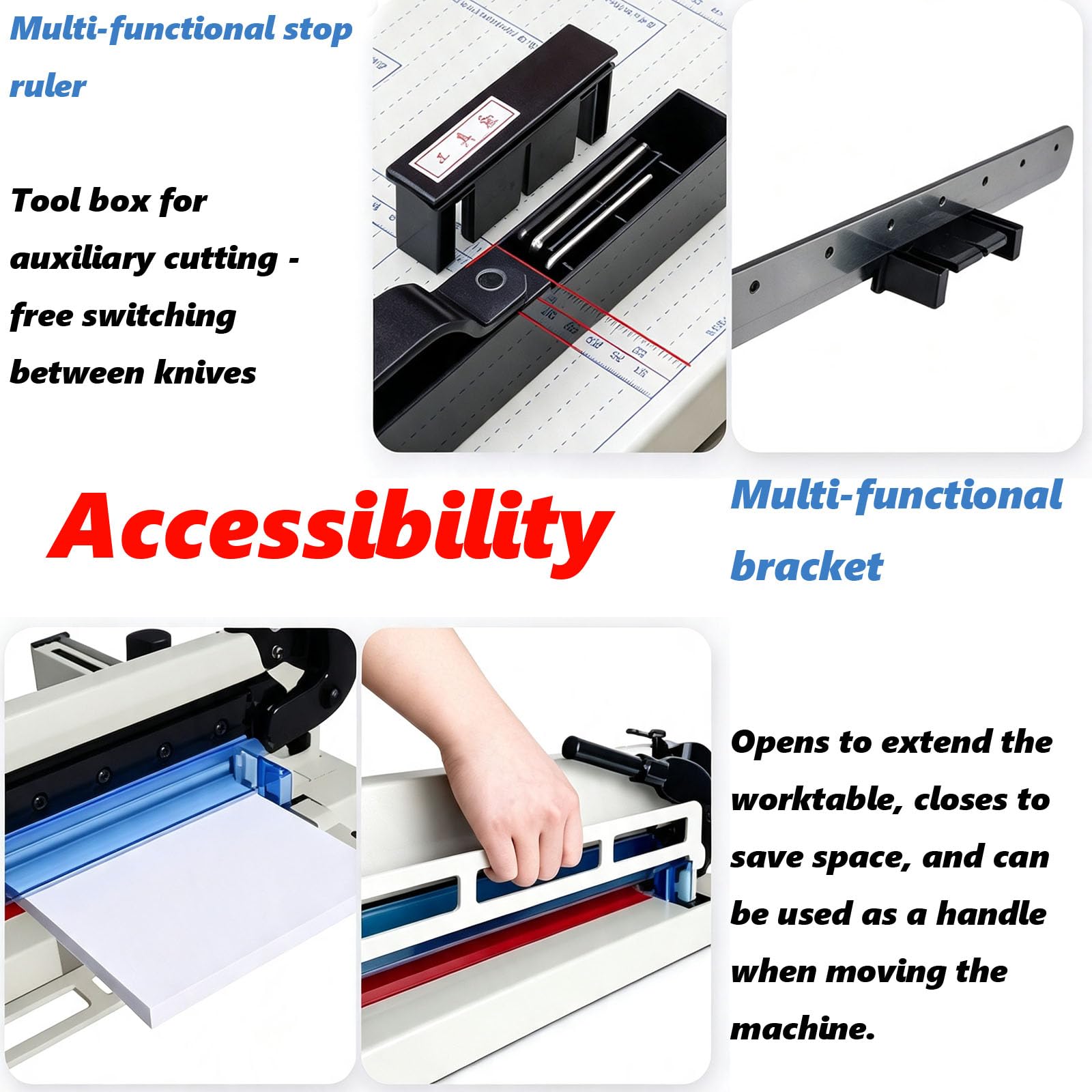 Taglierina Professionale per Carta Resistente, Larghezza di Taglio Massima 315 Mm, Spessore di Taglio da 0,1 A 40 Mm, Leva di Comando Estensibile, per Cartoncino, Carta Black