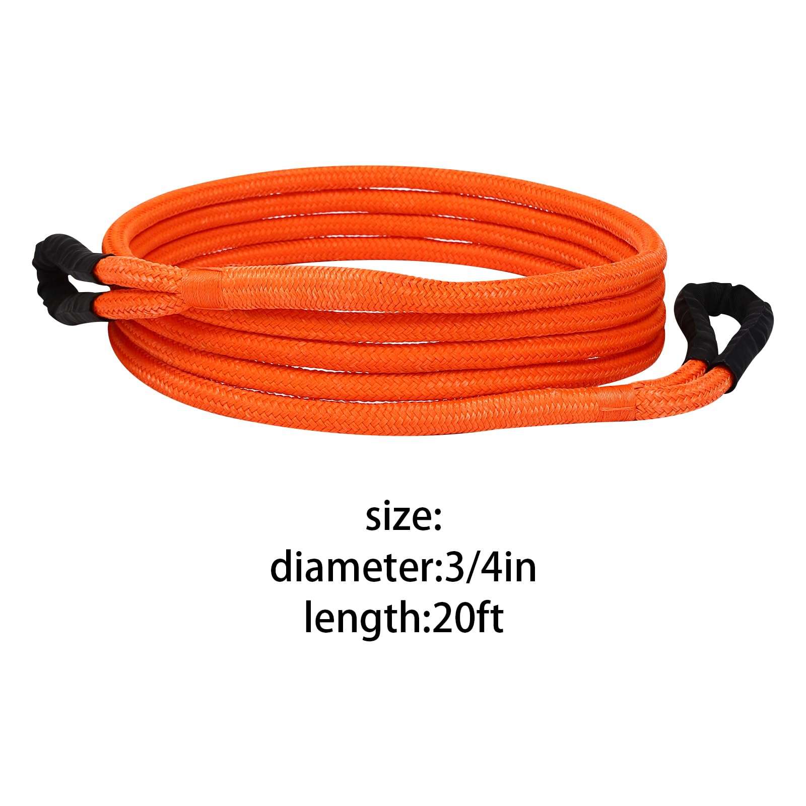 6.1mx1.9cm Orange Abschleppseil Pkw mit 13870 kg Reißfestigkeit & 30% Dehnung,Dehnbar Abschleppgurt aus Nylon/HDPE mit 2 weichen Schäkeln,Abschleppseil Set für Pannenhilfe und Zuganwendungen