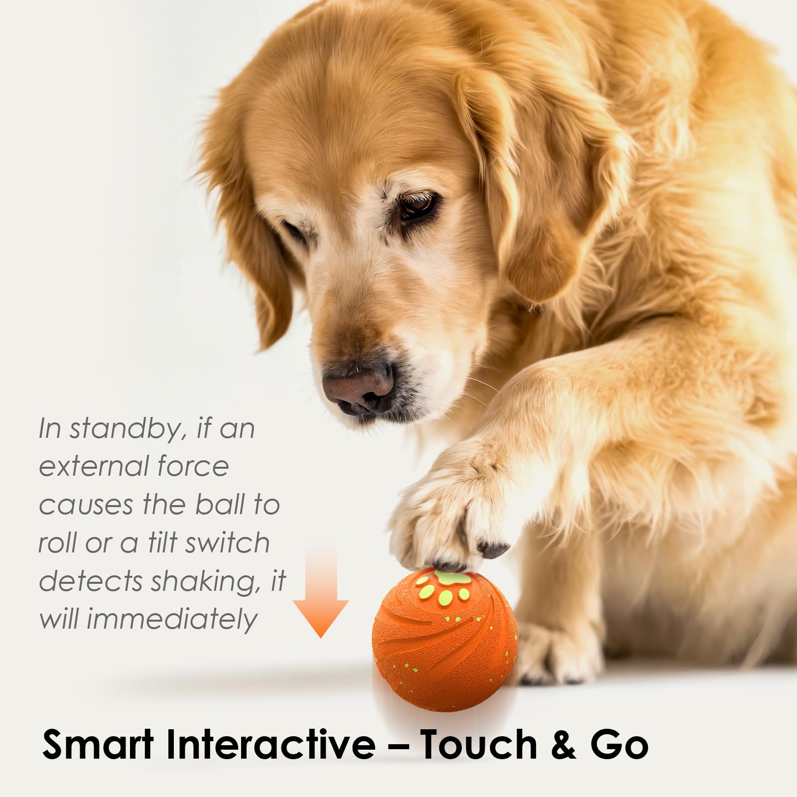 VNAKIO Jouet interactif pour chien - Jouet intelligent pour chien - Cadeau d'anniversaire - Rechargeable par USB - Orange