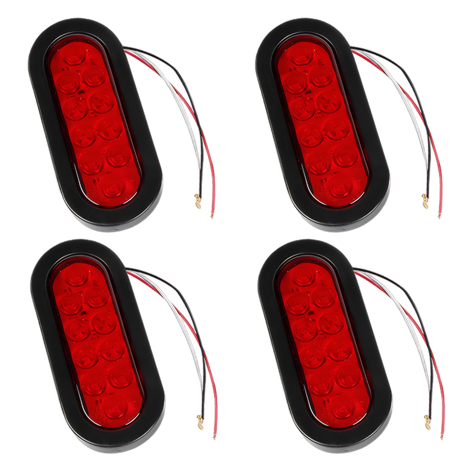 Juego de 4 luces LED ovaladas de bajo consumo para,rojo