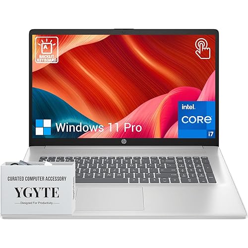 HP 17 Touchscreen Laptop Computer, 17.3" HD+ Touch Screen Business Laptop, Intel Core i7, 64GB RAM, 2TB SSD, Windows 11 Pro, 10-Key Backlit Keyboard
