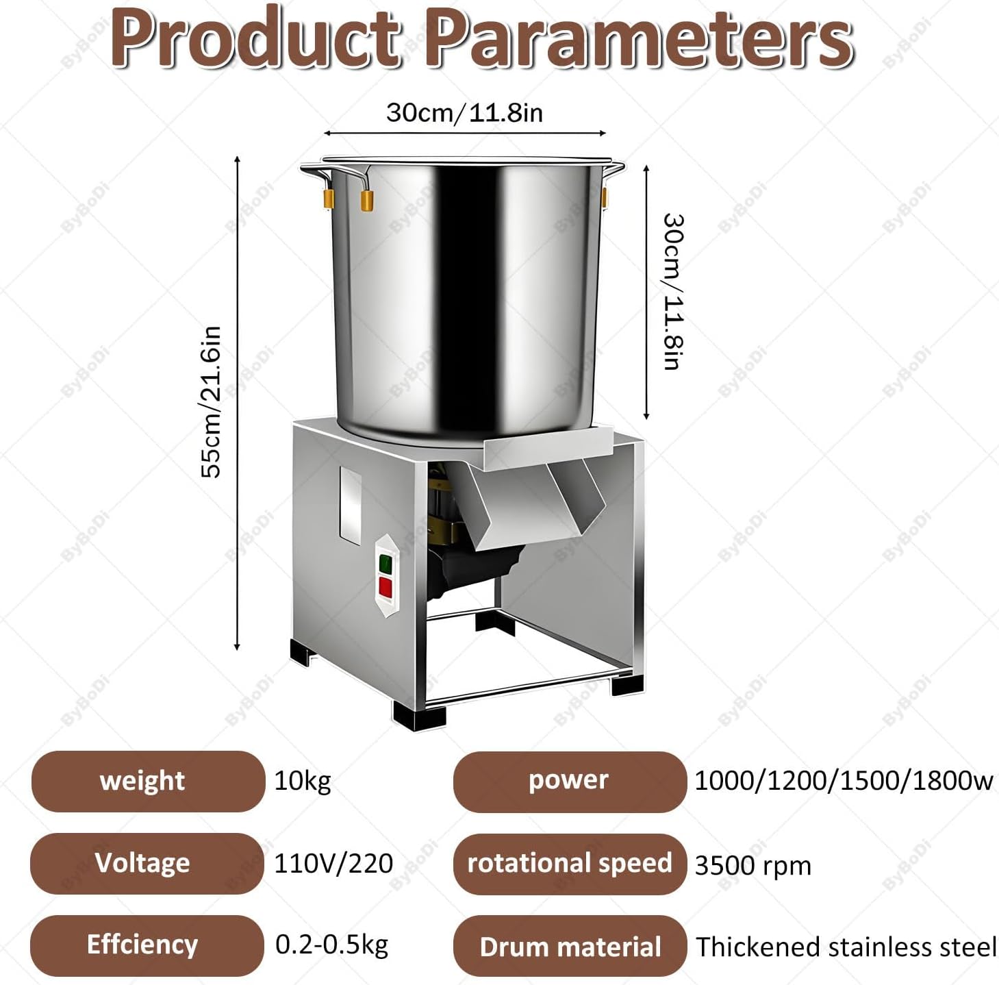 Commercial Food Processor,1800w Electric Commercial Vegetable Chopper,Large-Diameter Feed Inlet,120Kg/H 3500 RPM,Thickened Stainless Steel,for Animal Feed for Vegetables Grains Peanut 110V-1800W