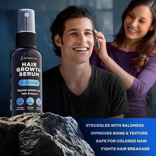 Miniatura 7 de Suero para el crecimiento del cabello, 5% de minidil y biotina para hombres y mujeres, detén la pérdida y el adelgazamiento del cabello, aerosol