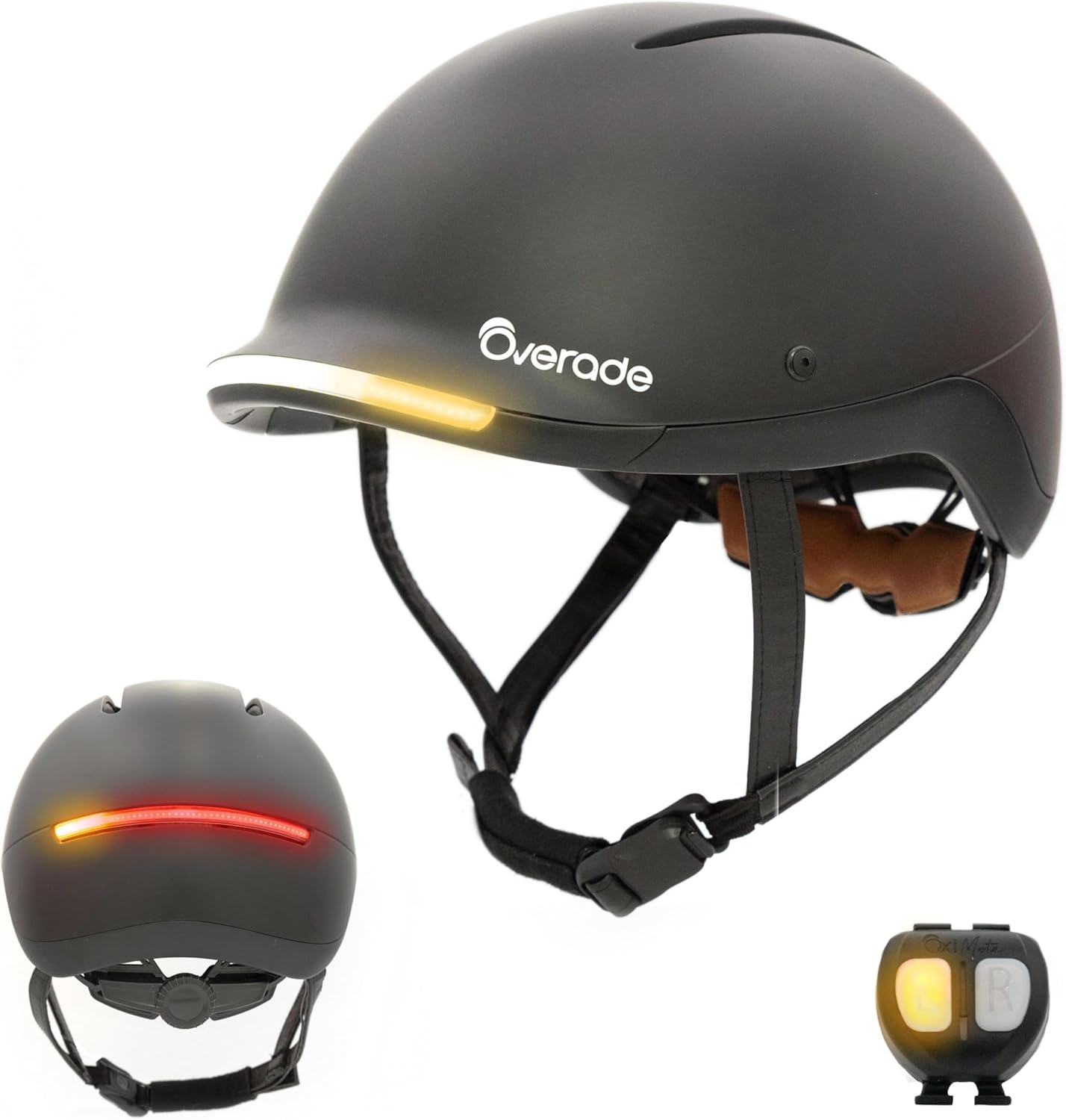 Overade Innovation - 'Life' Helmet for Bicycle and Scooter, with Powerful Front/Rear Light, Including Oximote Flashing Remote Control, One Size fits All.