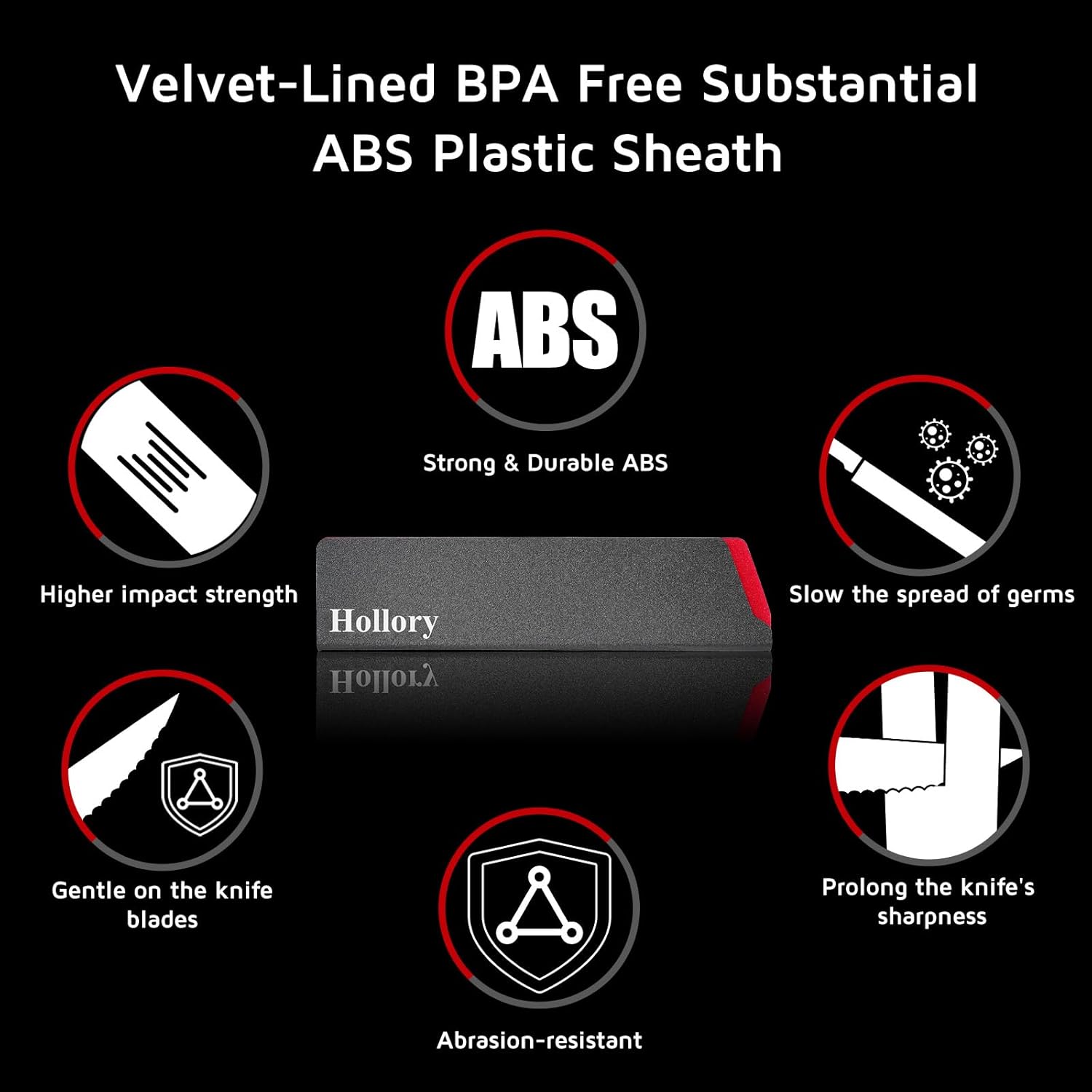 Kitchen Knife Guards Set, Universal Blade Covers, Abs Plastic BPA-Free Blade Protector with Velvet Lining, Professional Kitchen Knife Storage Solution for Home Cooks, Black (11 Pcs)