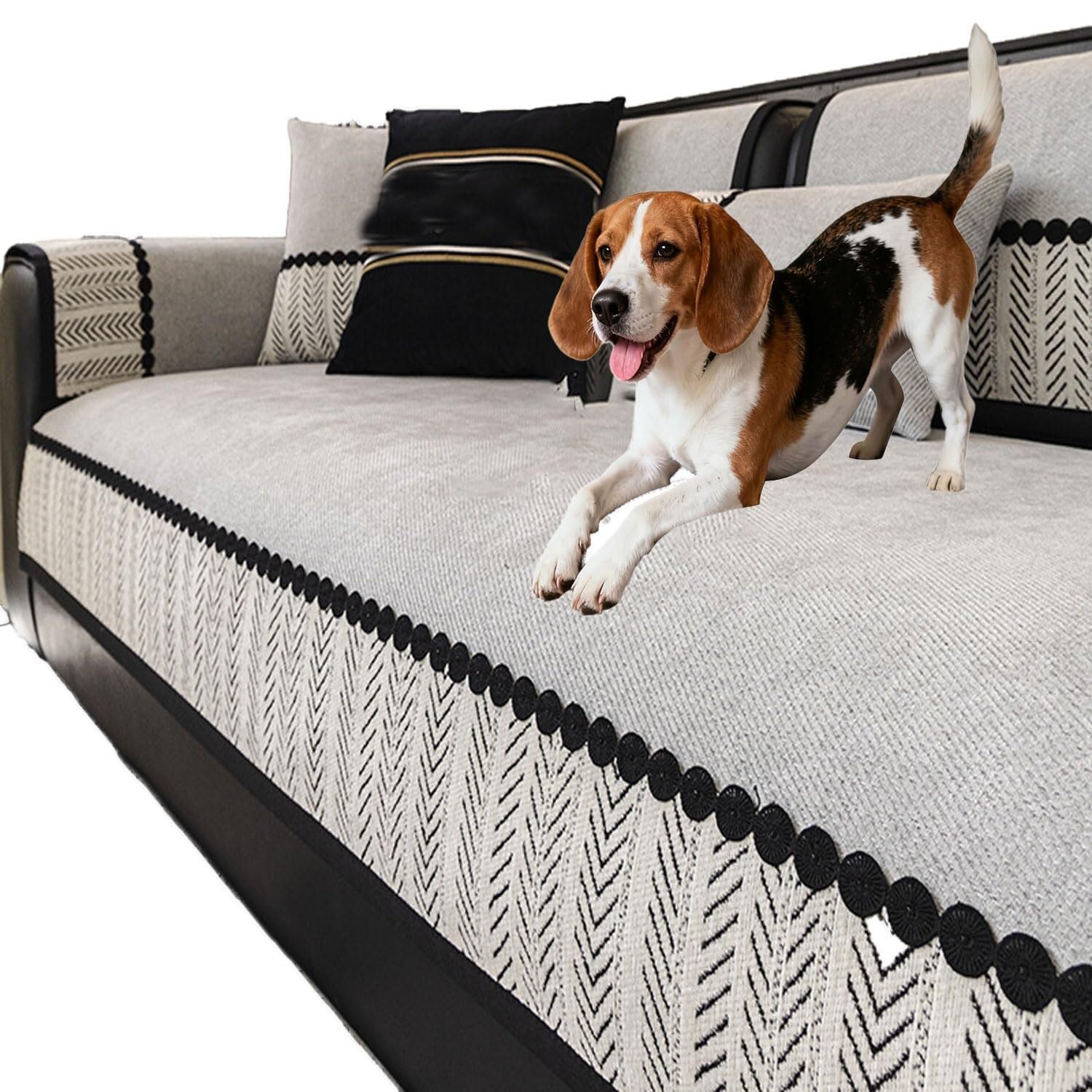 Housse de canapé antidérapante en chenille douce 90x90 cm pour chien