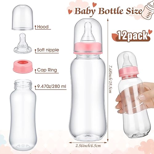 Miniatura 4 de Sherr Juegos de baby shower geniales, letrero de botella de madera para bebé, juegos de regalo de revelación de género y 12 biberones para baby