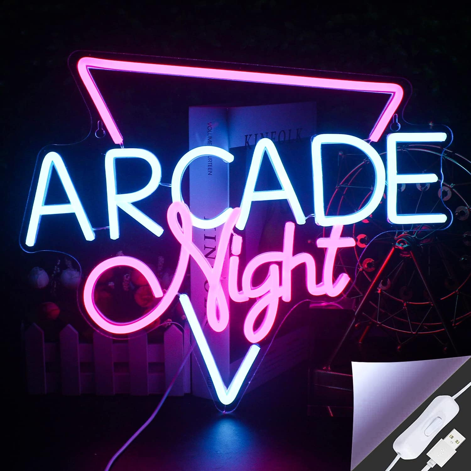 Looklight Arcade Night Neon Sign Game Room Decor,Led Sign