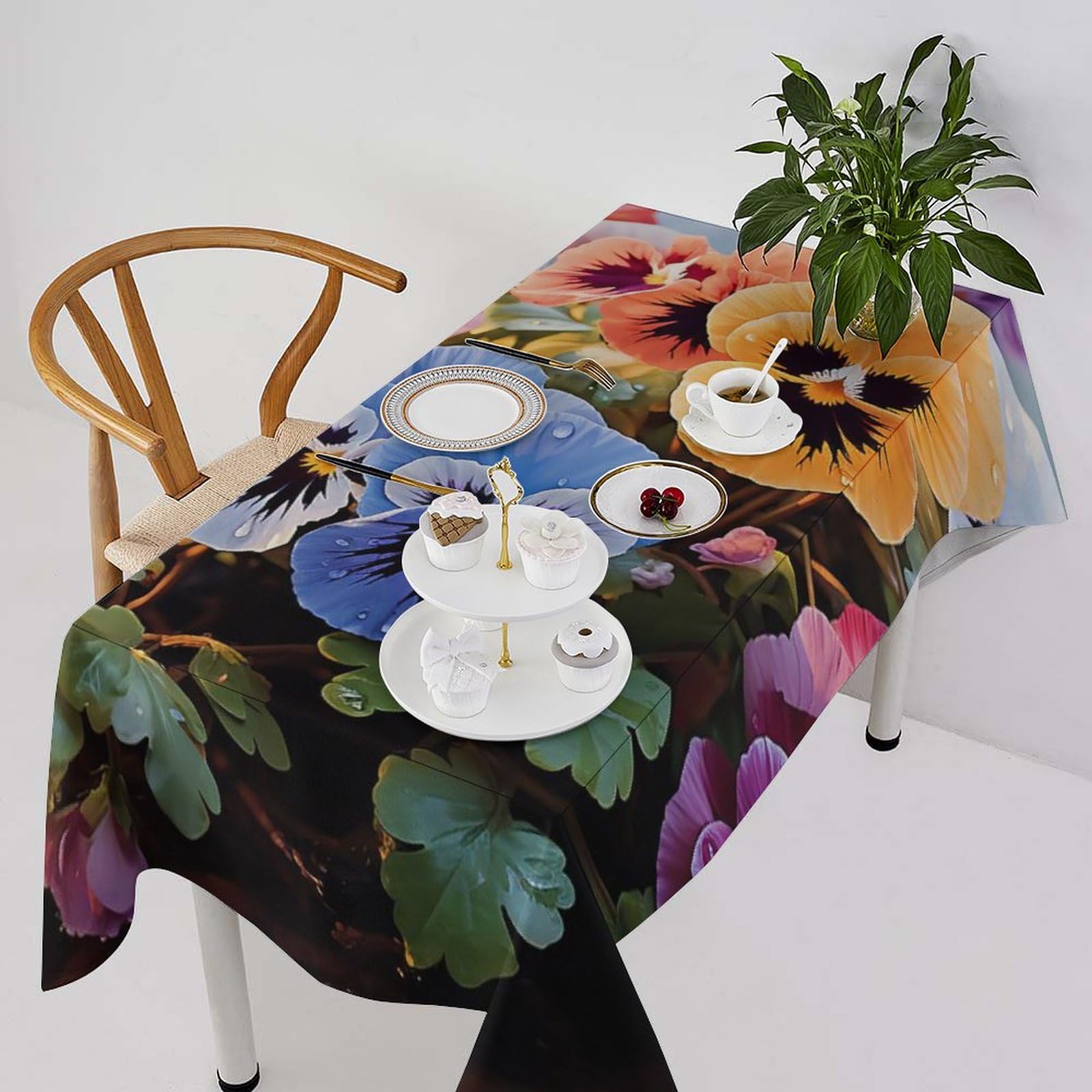 Nappe rectangulaire imperméable cuisine anti-tache nappe de table pliable pique-nique
