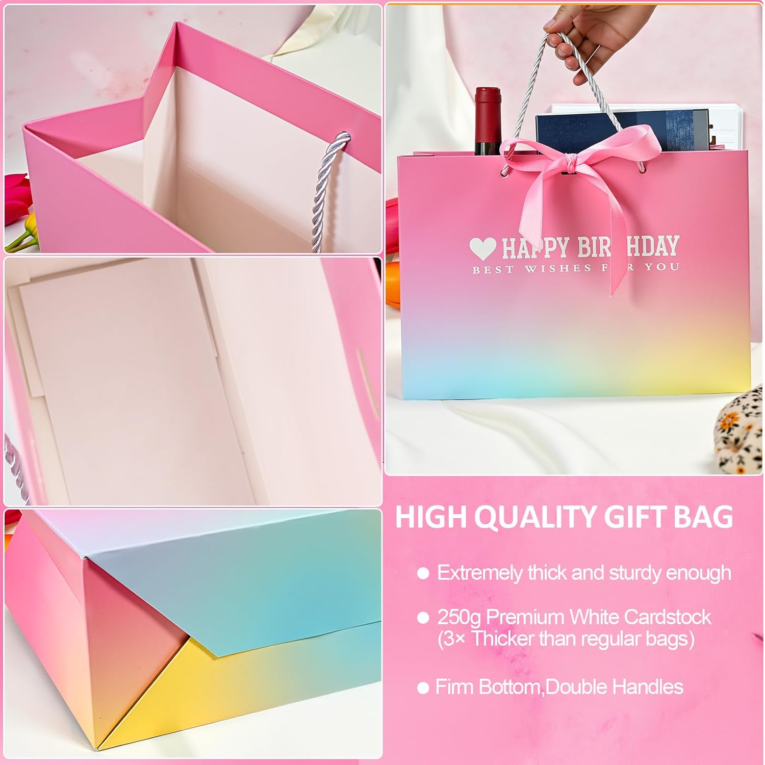 Kecorax Gift Bags, Assorted Colors and Sizes (pink) - Image 6