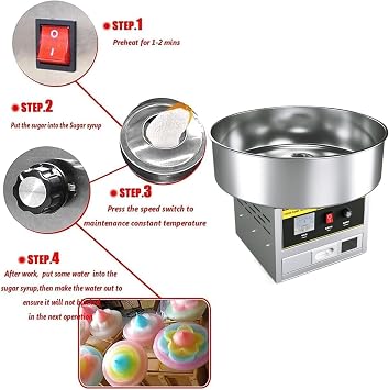 Electric Cotton Candy Machine, 1200W Commercial Floss Maker w/Stainless Steel Bowl, Sugar Scoop and Drawer