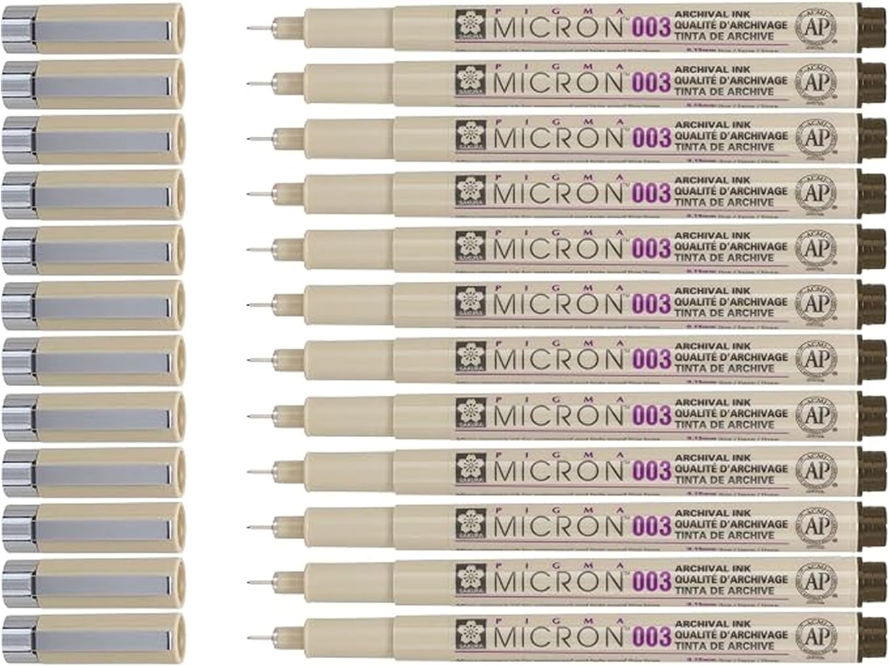 Value Pack of 12 x Pigma Micron Fineliner Sepia (# 117) 0.15 mm (No. 003)