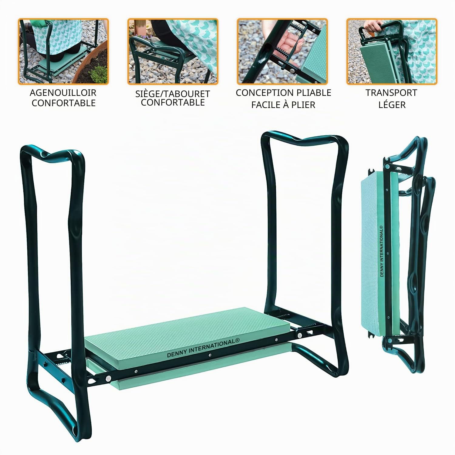 Crystals – tabouret de Jardin Pliable et Portable, Robuste, avec Rembourrage en Mousse, siège de tabouret en métal