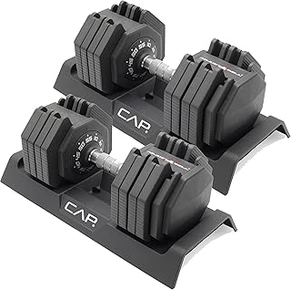 CAP Barbell 55 lb Pair of Adjustable Dumbbells with Full Rotation Chrome Handle