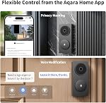 Aqara Smart Doorbell Camera G410 with Chime, 2K, HomeKit Secure Video, 2-Way Audio, Built-in Matter Hub, Wireless/Wired, Supports Apple Home, Alexa, Google, Home Assistant, 2.4G/5GHz Wi-Fi, Gray