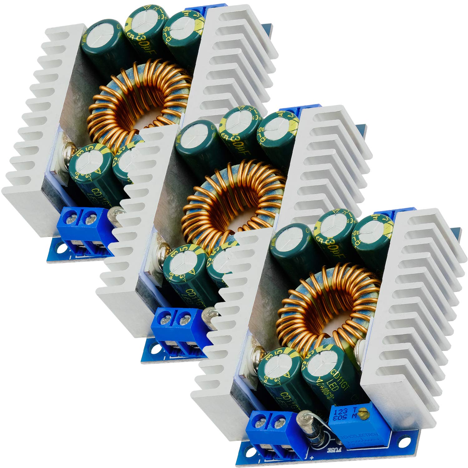 AZDelivery 3 x XL4016E1 DC-DC Step Down Buck Converter, Spannungsregler, Spannungswandler Einstellbar 5-40V auf 1,2-36V 12A Step Down Board kompatibel mit Arduino inklusive E-Book!