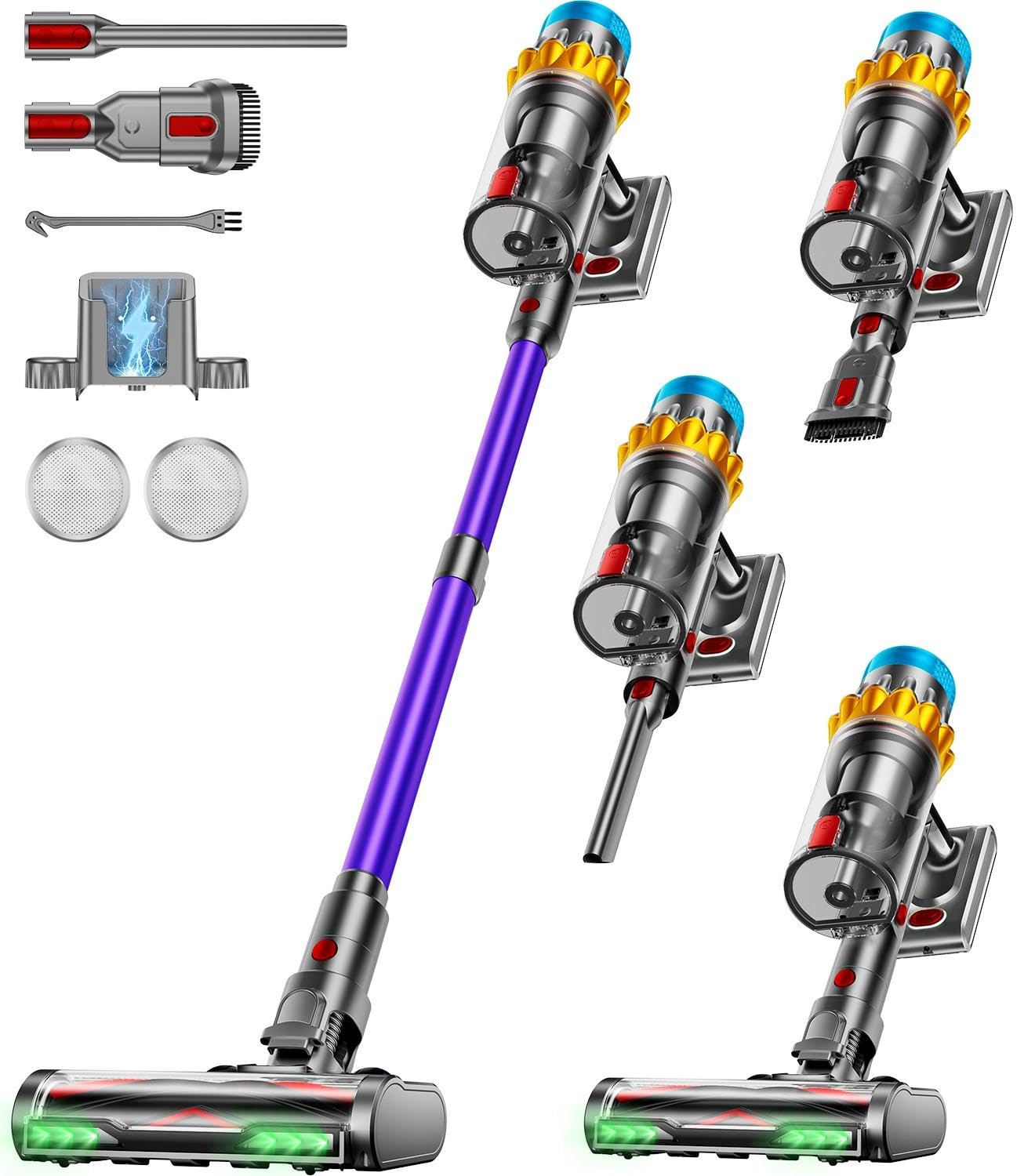 Cordless Vacuum Cleaner, 650W 60KPA 70Mins Cordless Stick Vacuum Cleaners with Self-Standing, LED Screen, Wall-Mounted Charging, Anti-Tangle Stick Vacuum Cleaners for All Floors