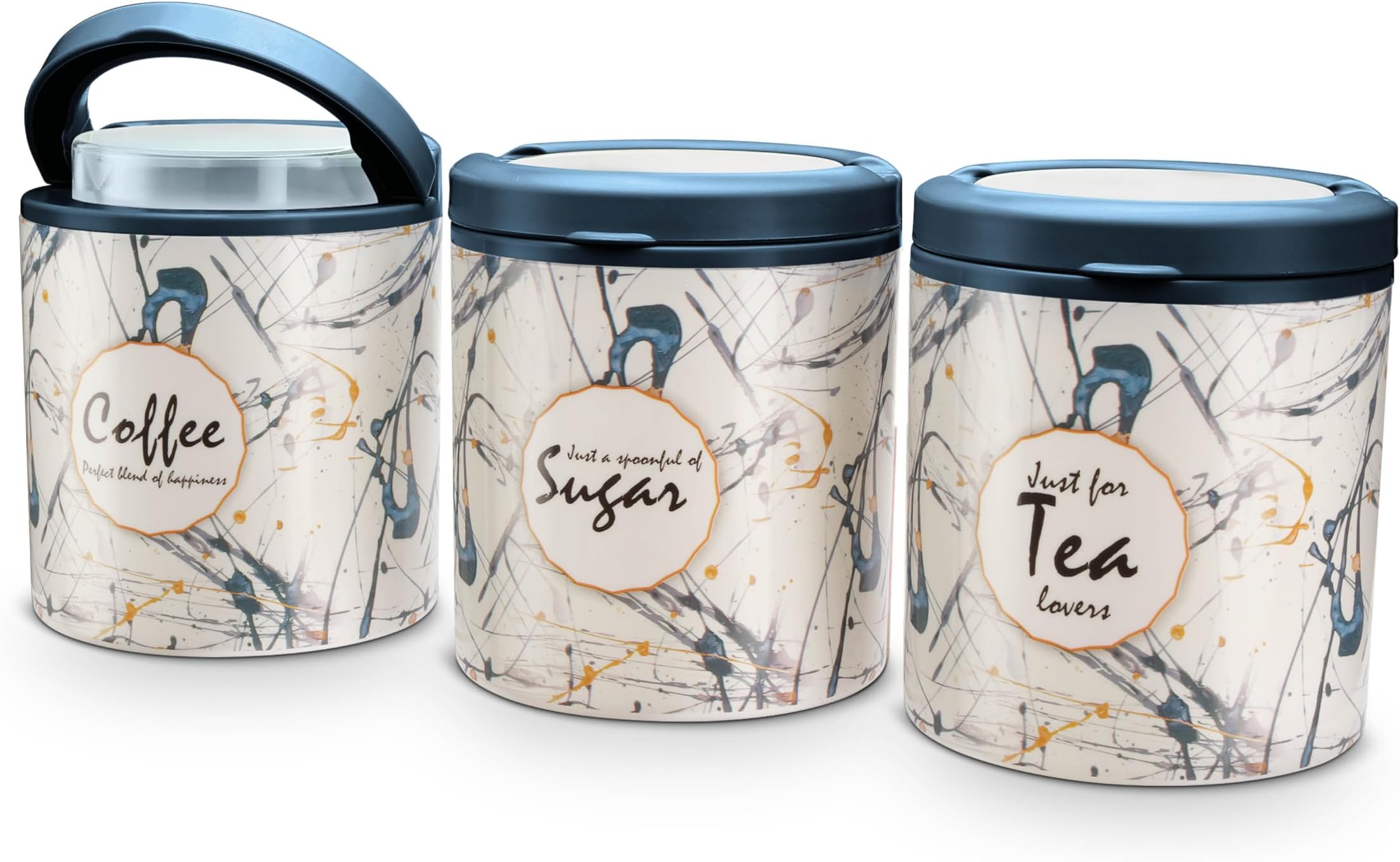 Lift up Sugar Tea Coffee Container | Set of 3 | Green | Container | 750 ML Each | Air tight | BPA Free | 100% Food Grade | Odour Proof | Kitchen Storage | Kitchen accessories | Kitchen Jar