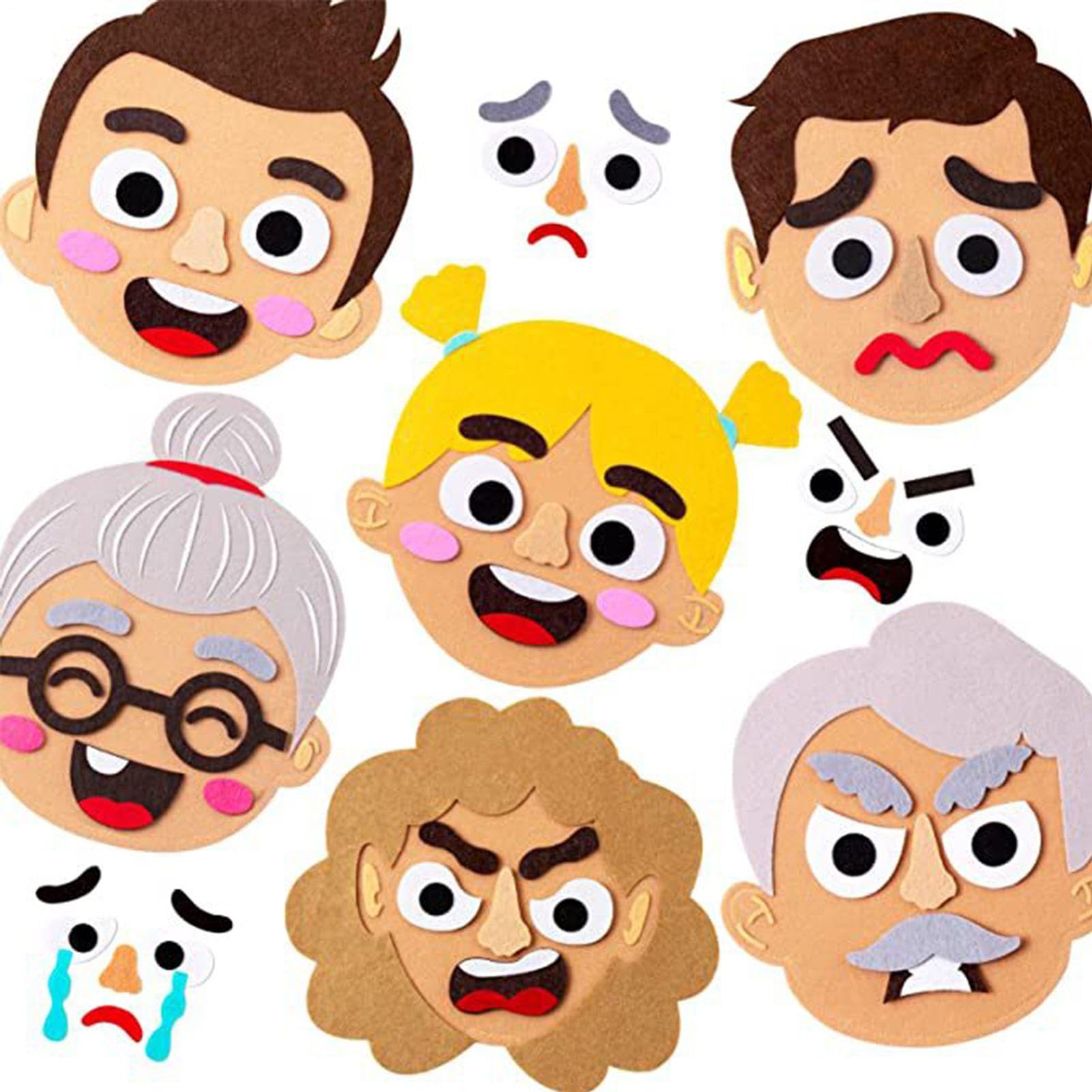 Non-Woven Felt Emotion Stickers, Children's emojii Face Making Kit - Image 9