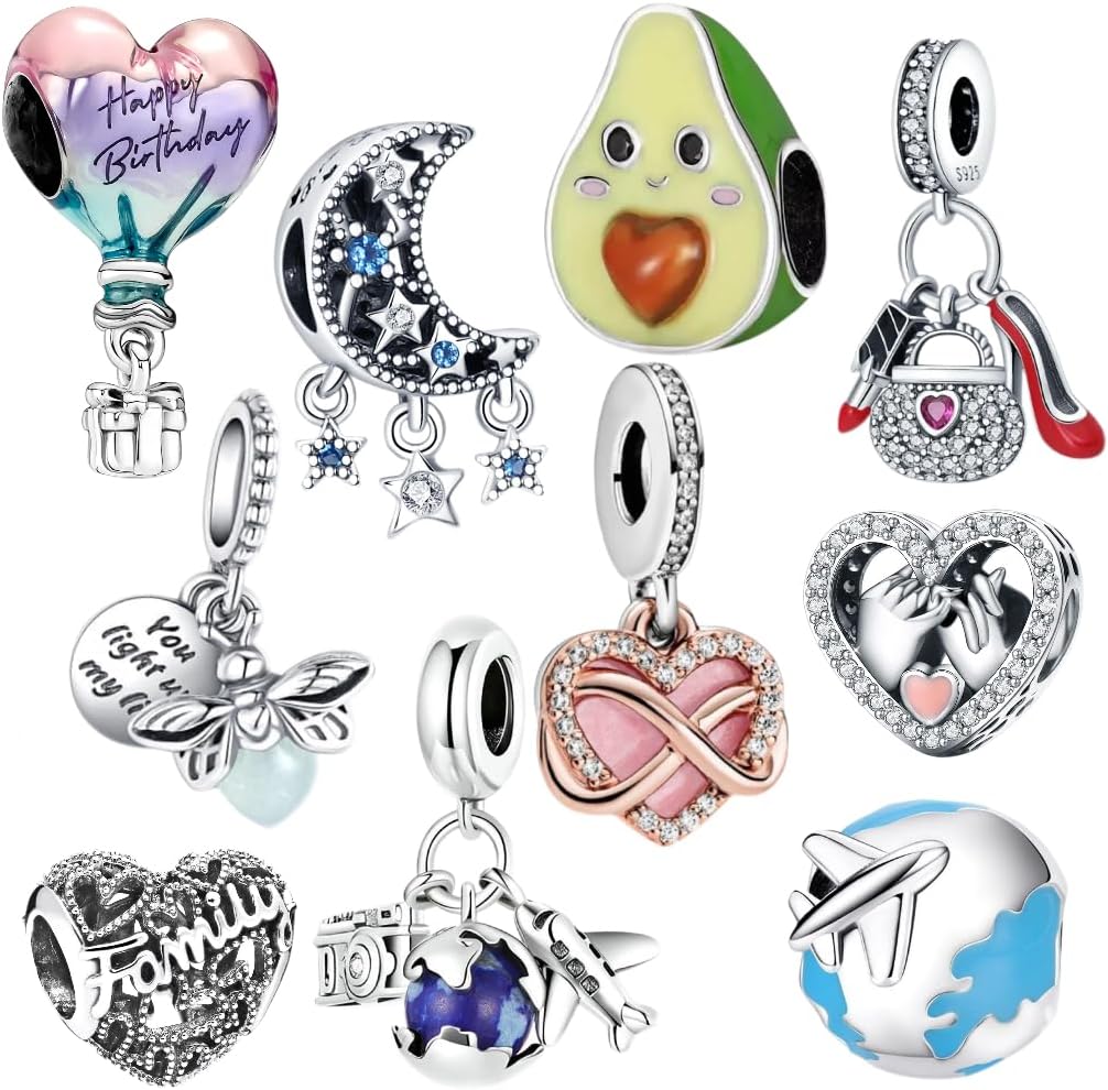 10 Silver Spacer Bead Charms for Pandora Bracelets – Unique Gift Set 10 Silver Spacer Bead Charms for Pandora Bracelets – Unique Gift Set