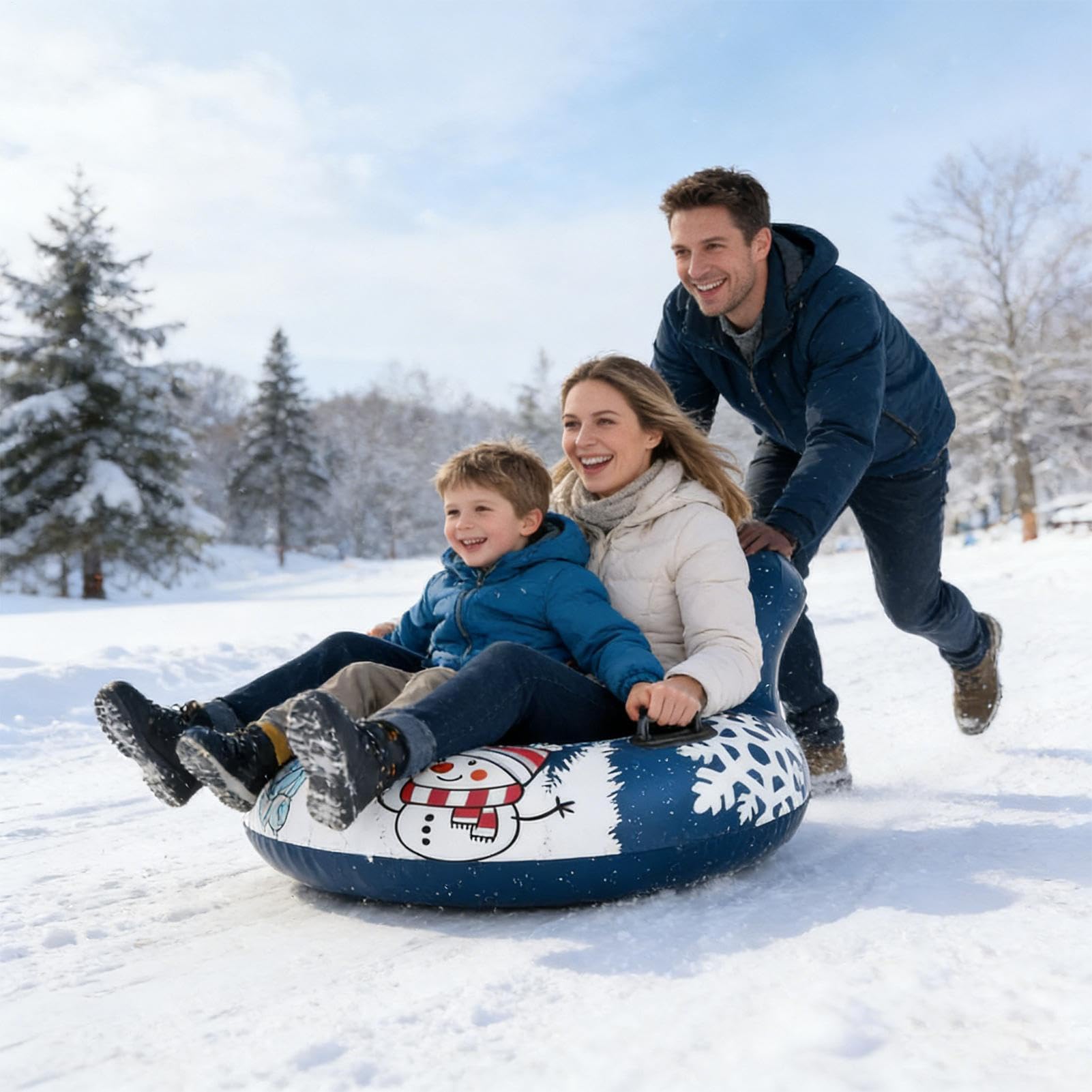 Tubo Da Neve Ad Alta Resistenza Cerchio Gonfiabile con Maniglie | Anello Per Lo Slittino Invernale Per Sport Invernali All'Aperto Passeggiata Piscina Spiaggia Raduno Festa E Libero