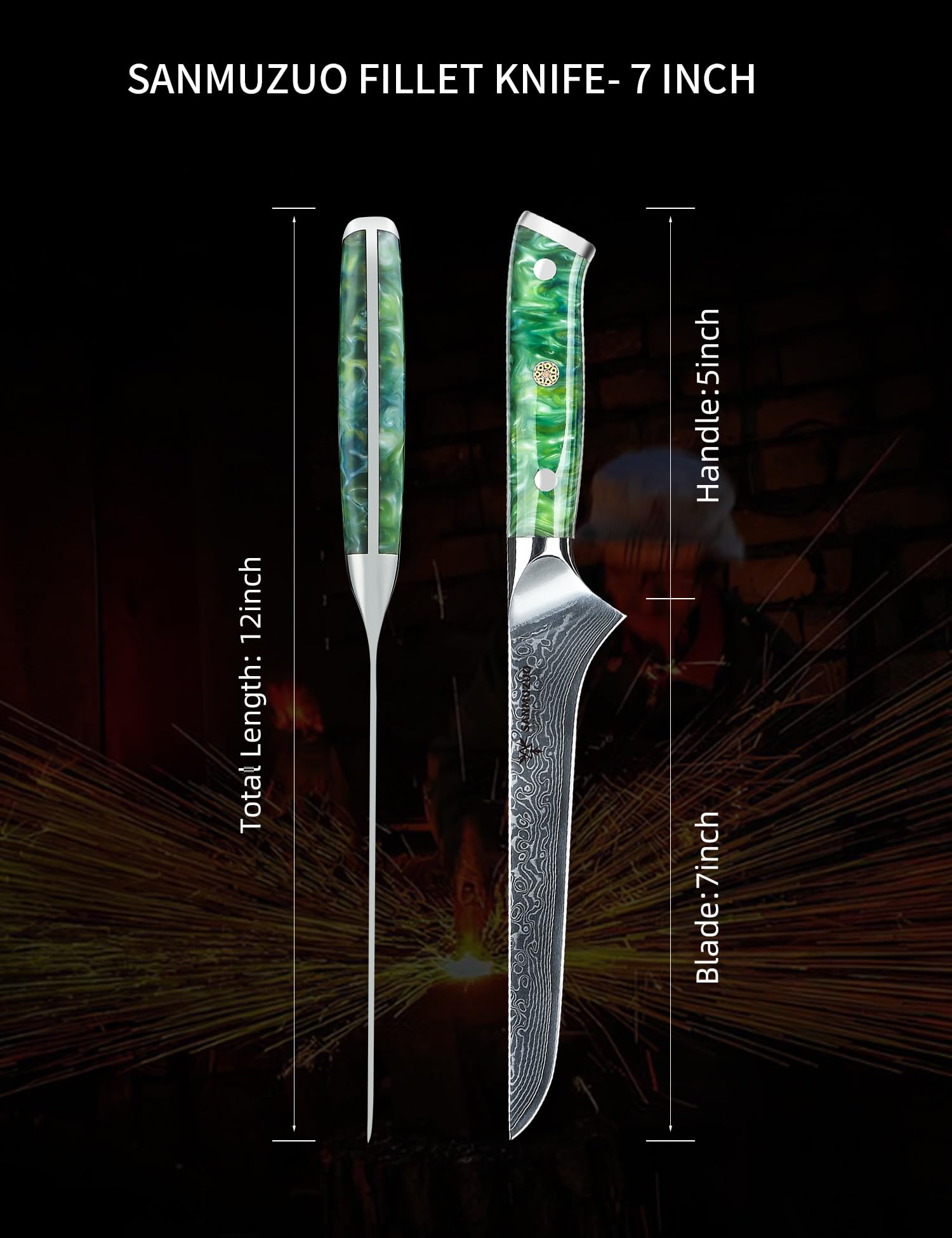 Amazon.co.jp: SANMUZUO ボニングナイフ - 7インチ フィレナイフ