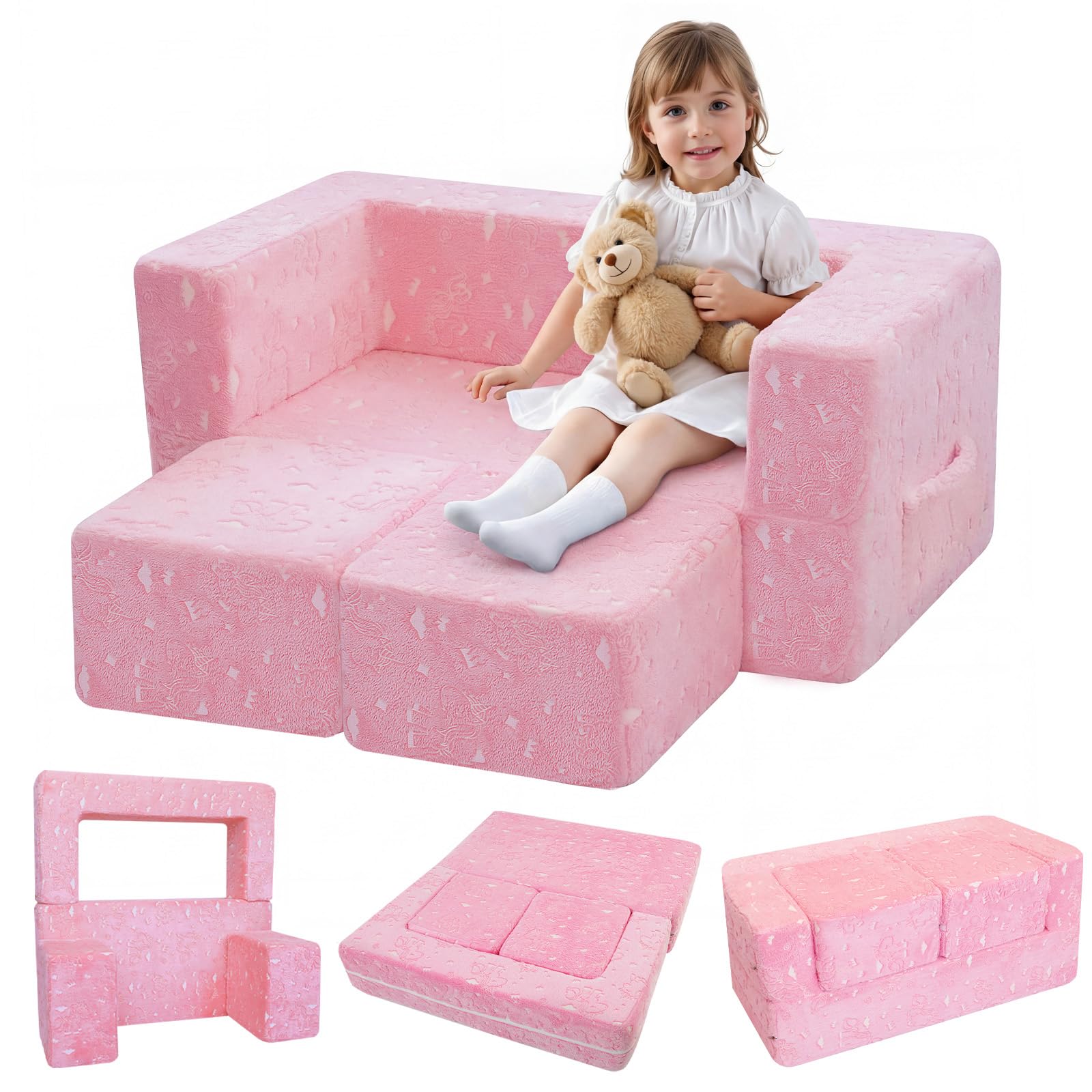 Divano Per Bambini A Forma Di Gelato – Morbido Peluche, Con Vano Portaoggetti, Per Bambini 1-6 Anni, 50x44x50 Cm