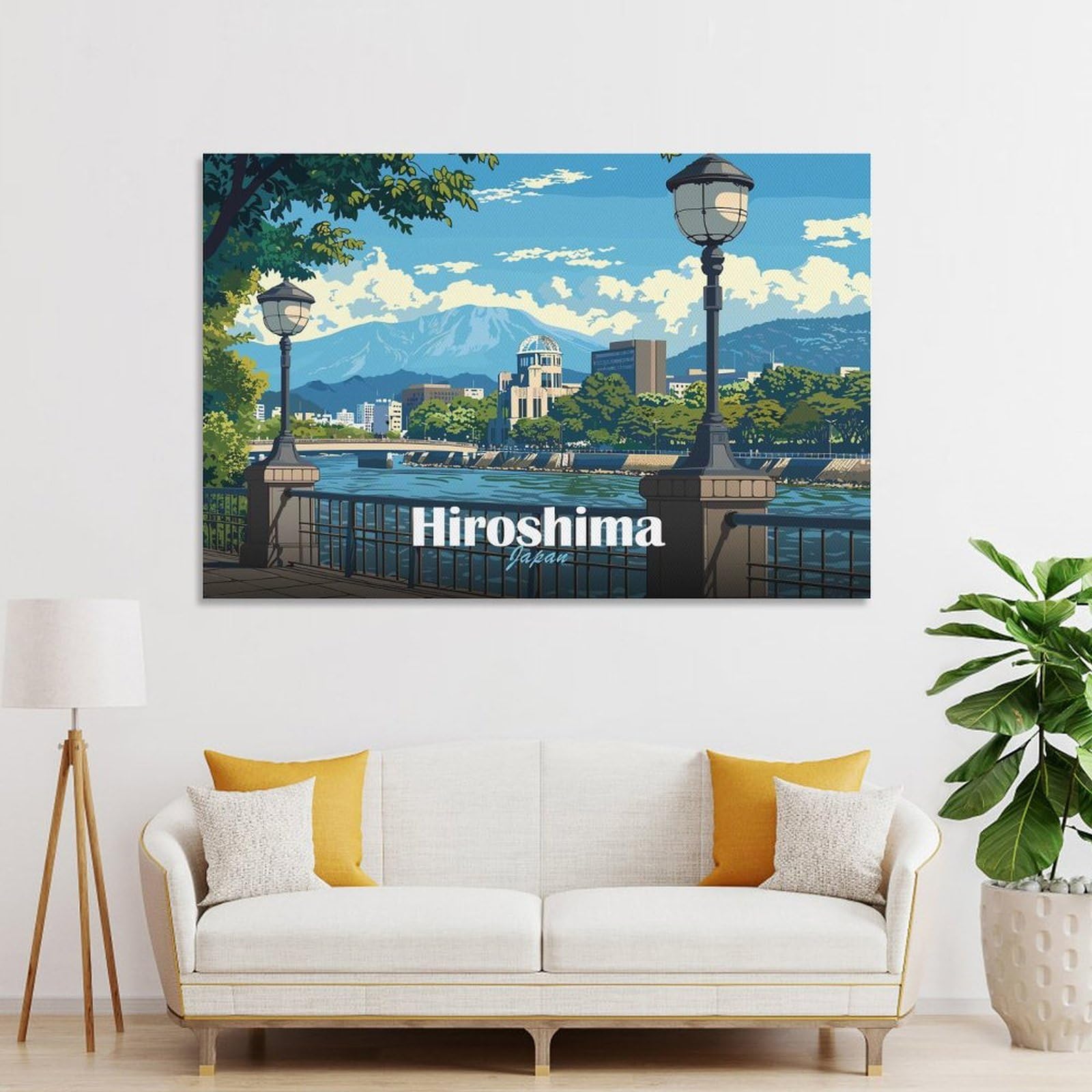 Junmoney Unframe-Style-25 Hiroshima Cityscape Decorative Canvas Print, 24X36inch(60X90cm), For Home, Office, Studio Or Guest Room, Versatile Wall Decor For Many Rooms