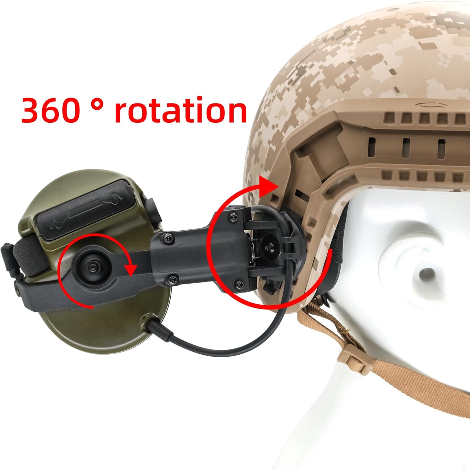 HEARFALCOM Tactical Headset COMAT III Tactical Helmet ARC Rail Adapter Non-Military Version Noise-Cooling Pick-UP Shooting Headset with V2 U94 PTT for Hunting Airgun Sports (FG)