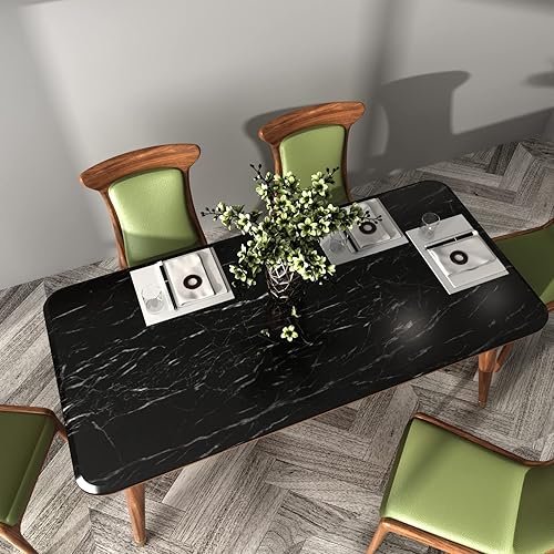 Miniatura 5 de Papel tapiz de mármol negro para despegar y pegar, papel de contacto de mármol de 35.4 x 196 pulgadas, para encimera, despegar y pegar, impermeable,