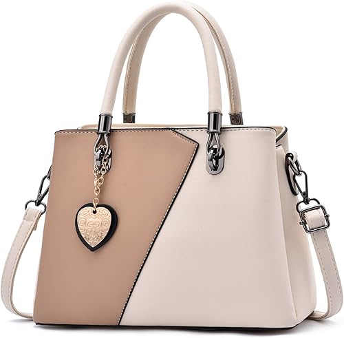 Bolsos de cuero para mujer bolsos con asa superior bolsos de contraste con costuras de color bolso de hombro para mujer Negro, Marrón, Rosado, Gris