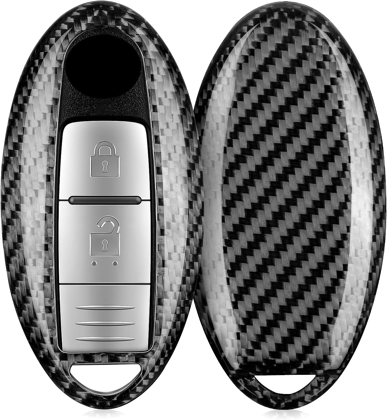 T-carbon Key Fob Cover with Key Chain Fits Infiniti EX35 FX35 FX45 G25 G35 G37 JX35 Q40 Q50 Q60 Q70 QX50 QX60 QX80 2015 Real Carbon Fiber Key Case Fits Nissan Altima Rogue Smart Remote Accessories