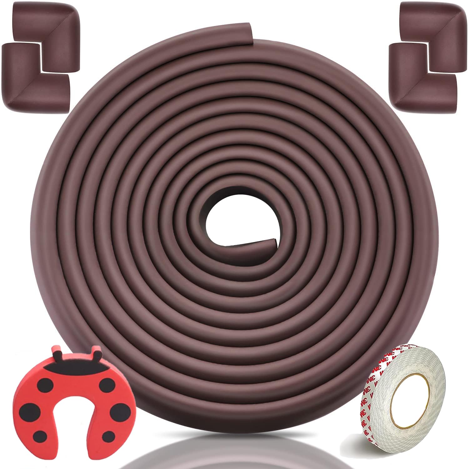 CLOUDFOUR Baby Proofing Edge Protector Corner Guard Set, Baby Safety Corner Protector for Kids, Baby Proofing Furniture Padding, Foam Edge Guards, Table Corner Bumper, Furniture Guard (White) (Brown)