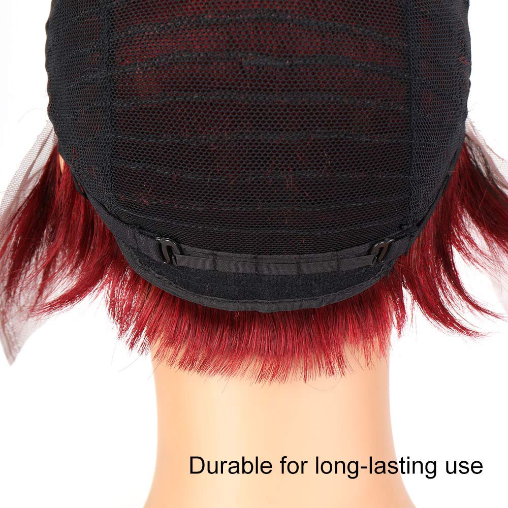 Perruque Courte 100% Cheveux Naturels - Noir/Rouge Méchée - Taille Moyenne - Neuf Avec étiquettes