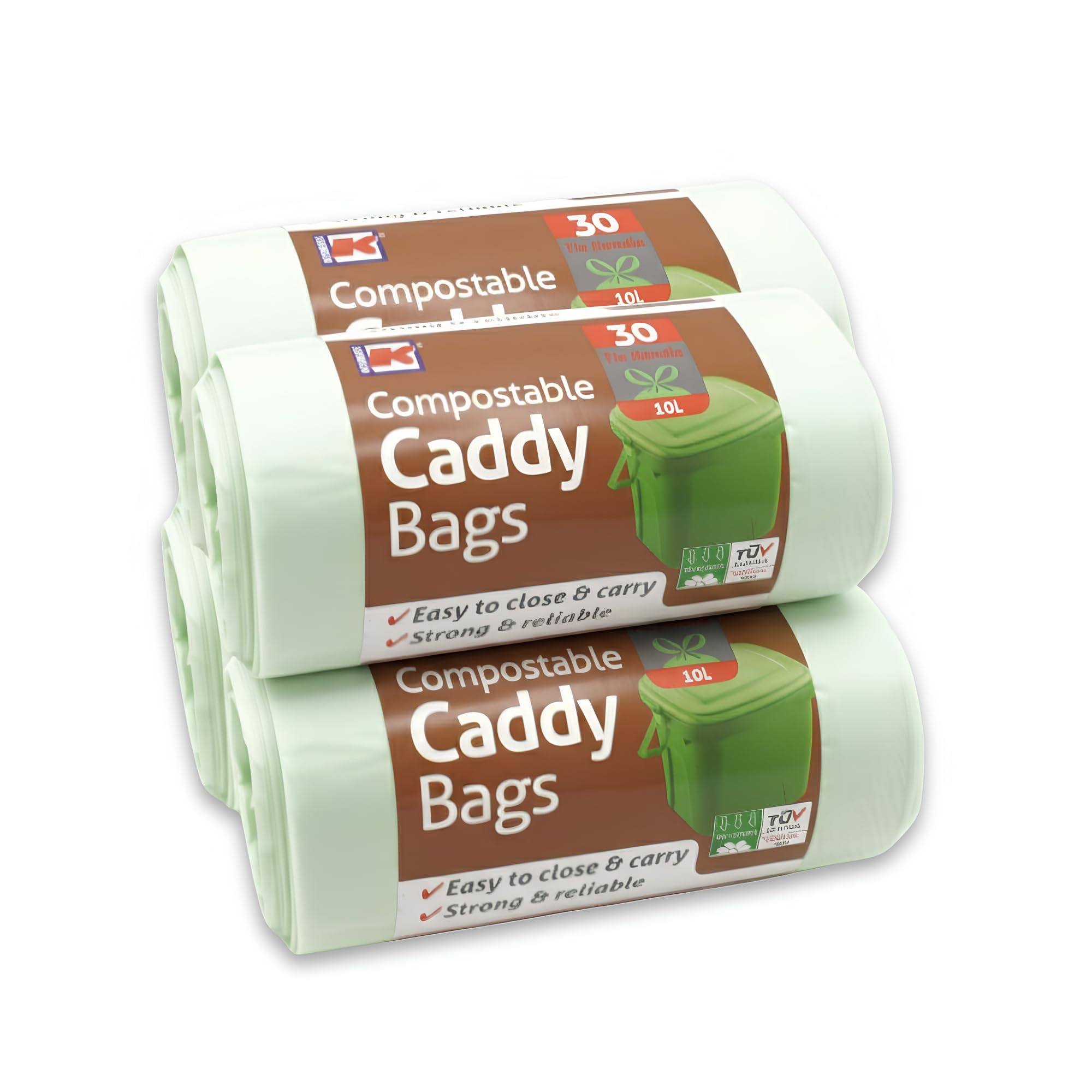 Kordis 120 Tie Handle Compostable Food Waste Bags 10L, Caddy Liners