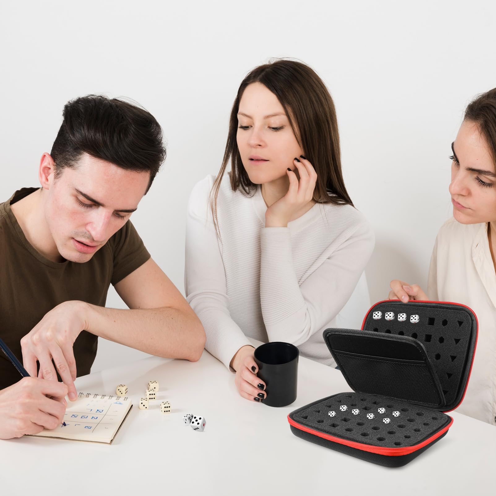 Abaodam Sac à Dés à Poches Étui de Rangement pour Dés Compartimenté Zippé Rangement pour Jeux de Société