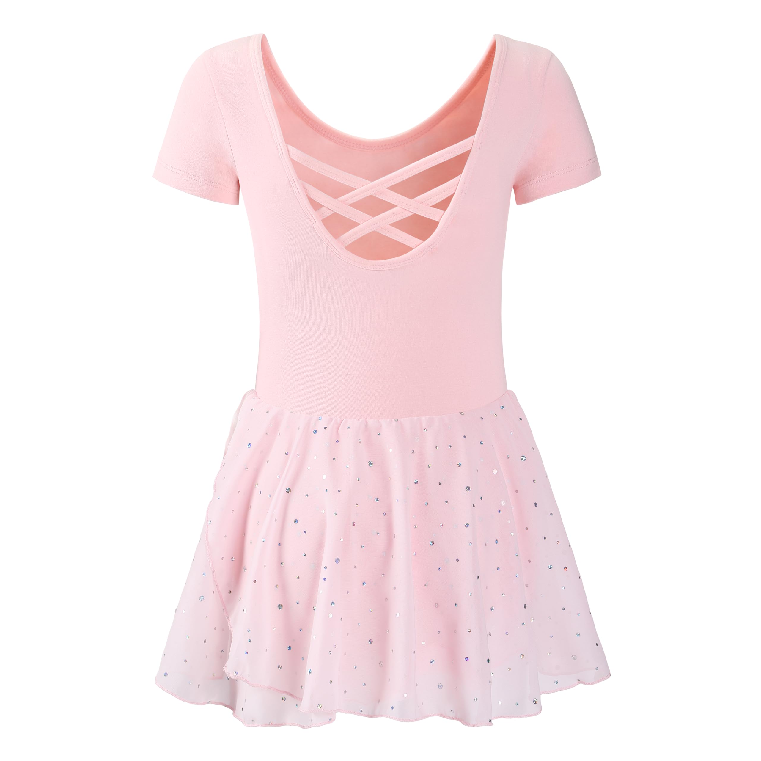 Vestido Maillot de Danza Ballet para Niña Manga Corta Leotardo Tutú