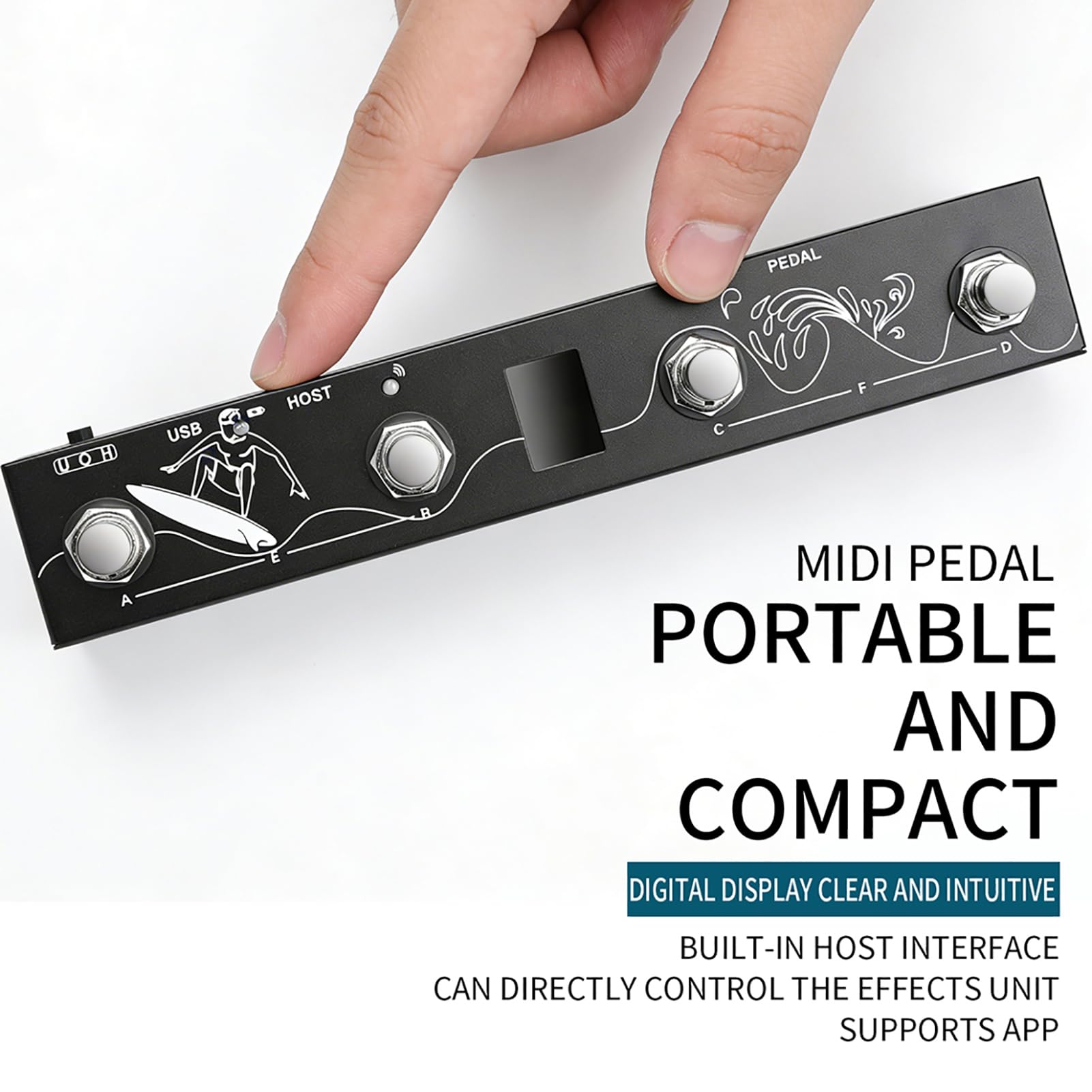 Jeffergarden BT MIDI Controller a Pedale Controller Wireless Multifunzione per Tastiera a Pedale Processore di Effetti Sonori per Spettacoli Teatrali Home Studios