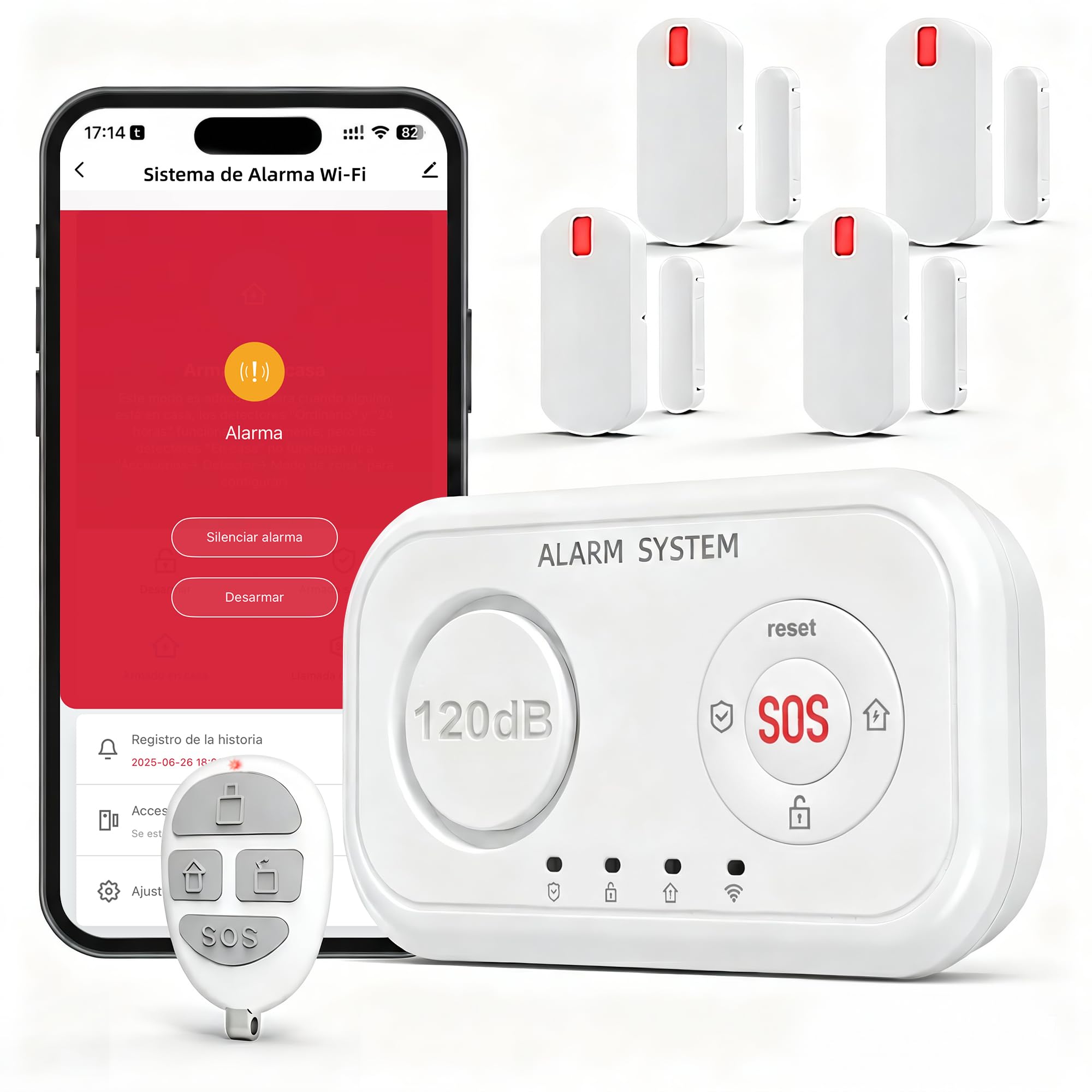 YISEELE Alarmas para casa : Alarma casa inalámbrica con Central 120dB - Botón Emergencia Ancianos y sin cuotas -Protege a tu Familia y Bienes Cuando no estés en casa– Compatible con Alexa & Google