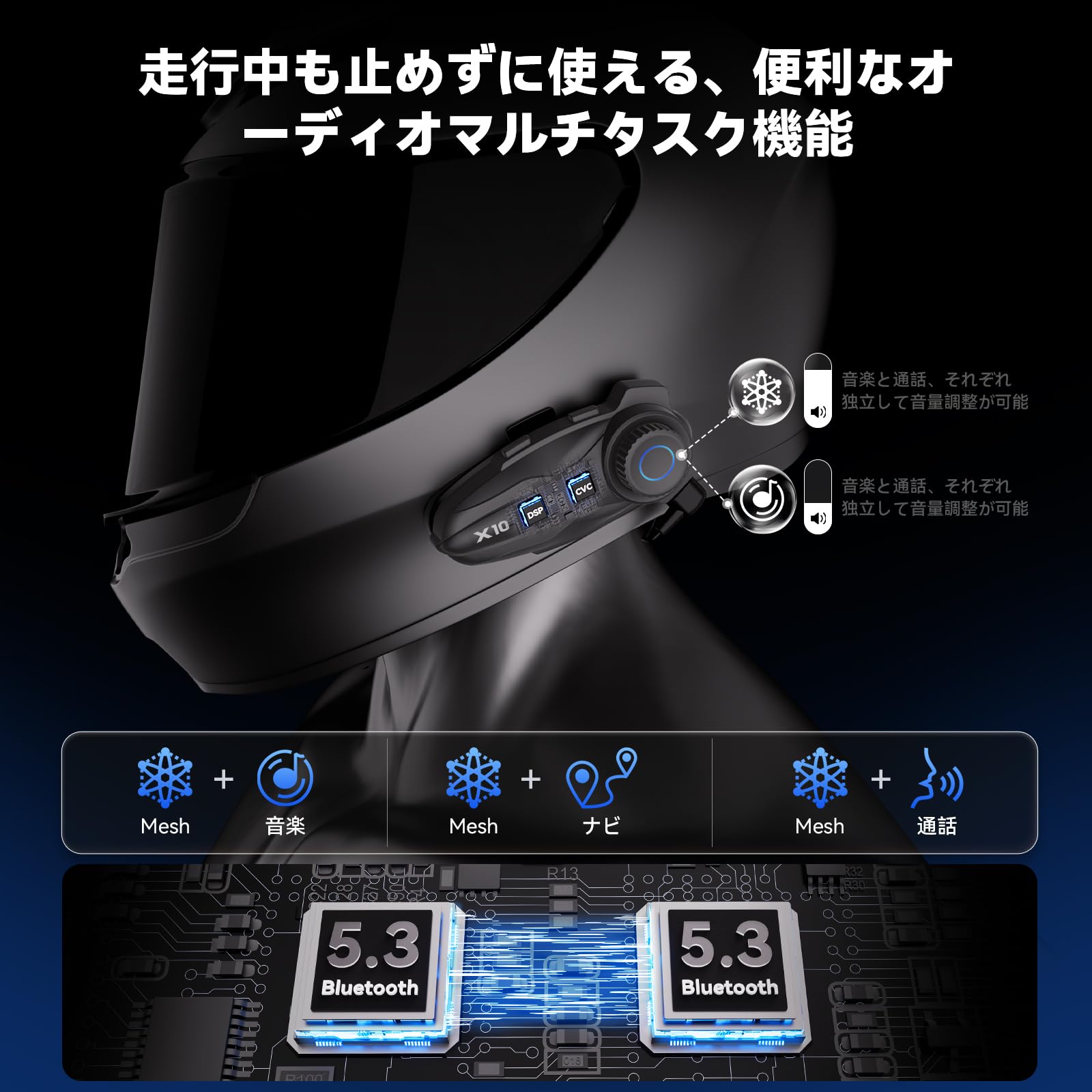 Amazon.co.jp: NYTALK X10 バイク インカム ワンタッチペアリング 10人