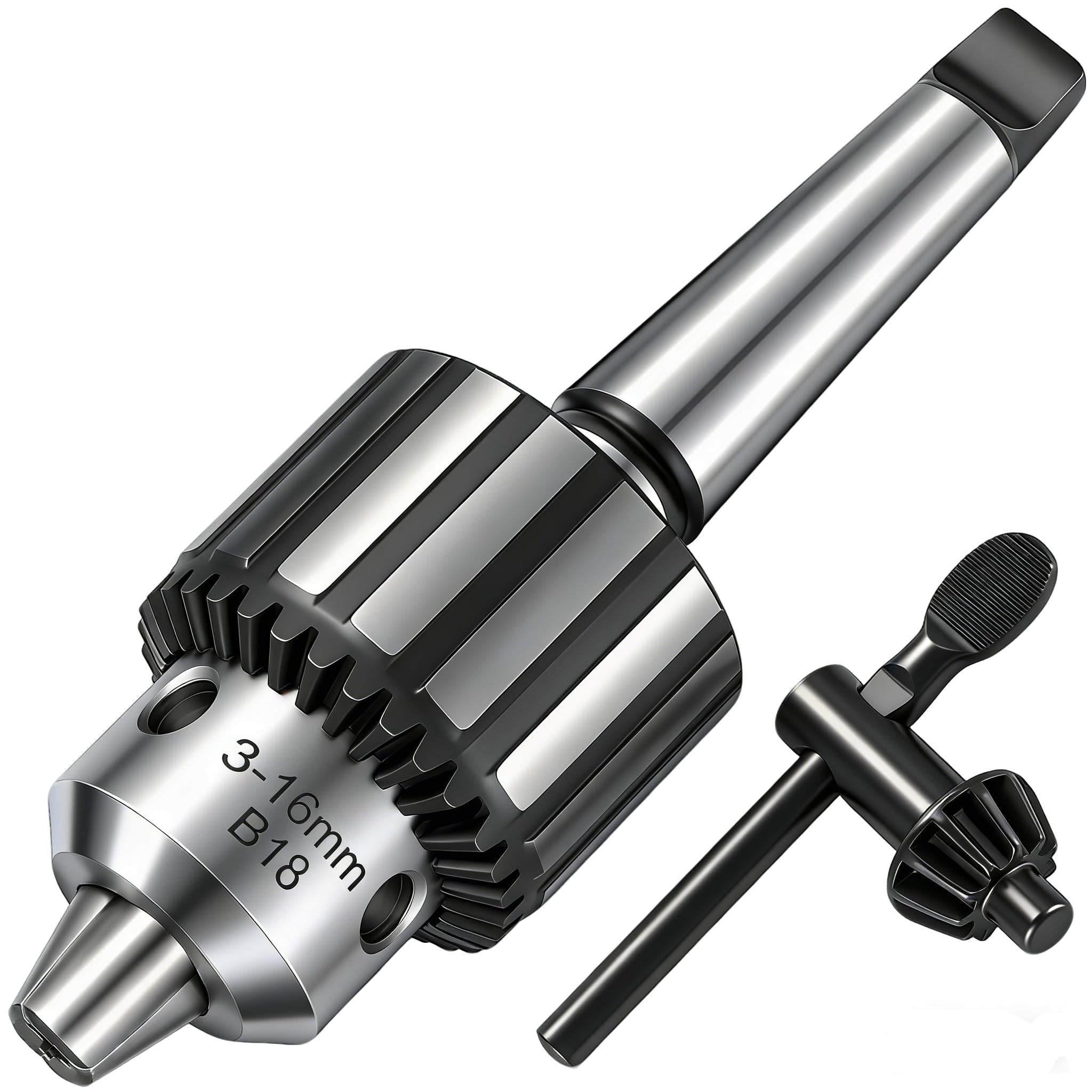 Heavy Duty 5/8" Drill Chuck with K32 Chuck Key and MT2 Shank | #2 Morse Taper Arbor