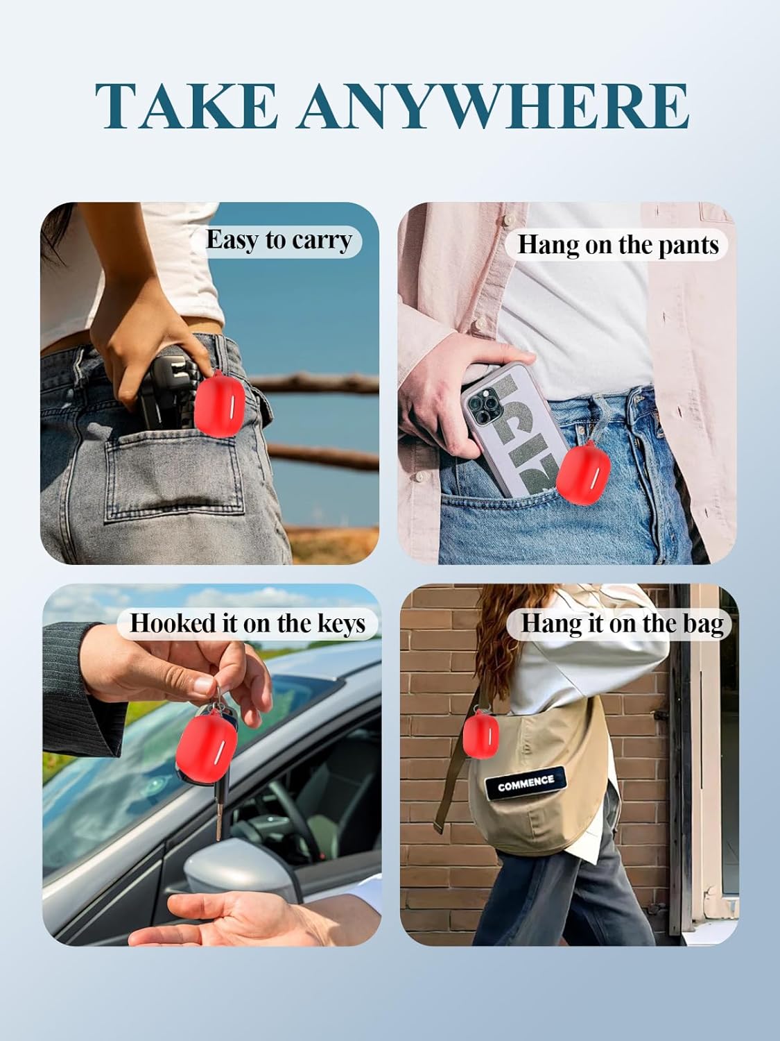 Case for Soundcore P31i by Anker Earbuds 2025 New, WUNIAK Soft Silicone Protective Portable Scratch Shock Resistant Shell with Cleaner Kit & Carabiner & Lanyard for Soundcore P31i,Red - Image 7