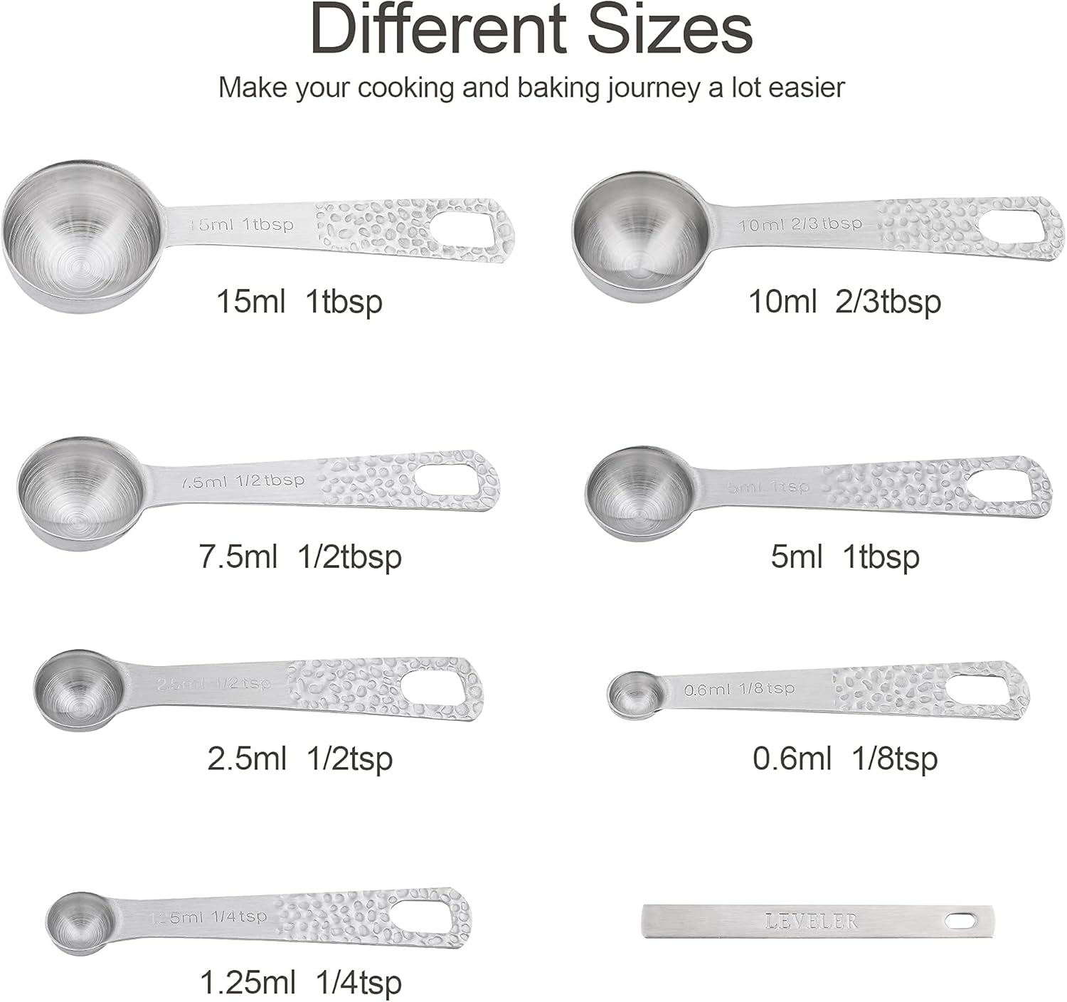 Measuring Cups and Spoons Set, 18/8 Stainless Steel Measuring Cups and Spoons Set of 16pcs, Metal Measuring Cup and Measuring Spoon Set With Leveler and Equivalents Dry 2/3 & 3/4 Cup Measuring Cup Set