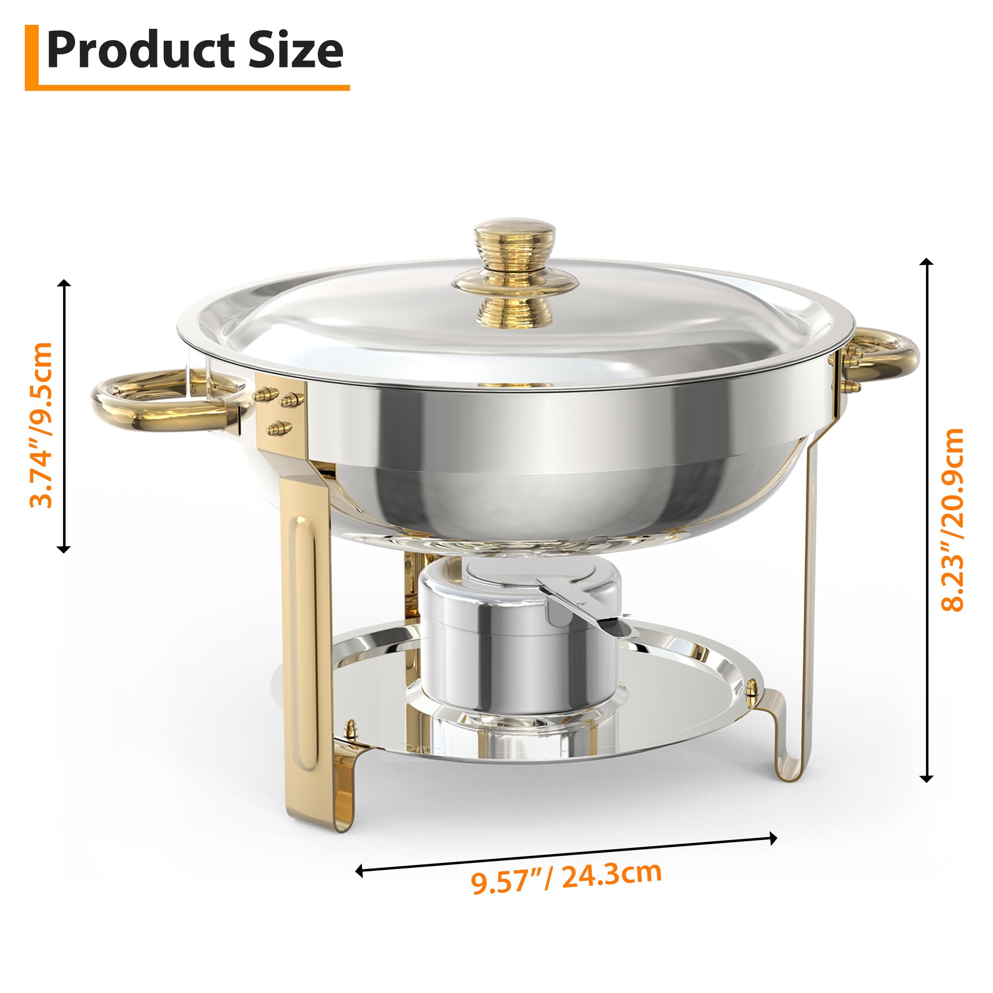 GarveeLife Rund Chafing Dish Buffet Set 5L, Edelstahl Speisenwärmer mit Klarer Deckel, Löffel & Zange, Buffet Warmhaltebehälter für Catering Buffet und Part