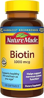 Nature Made Biotin 1000 mcg Softgels, Biotin Vitamins Dietary Supplement, Supports Healthy Hair & Skin, 120 Softgels, 120 Day Supply