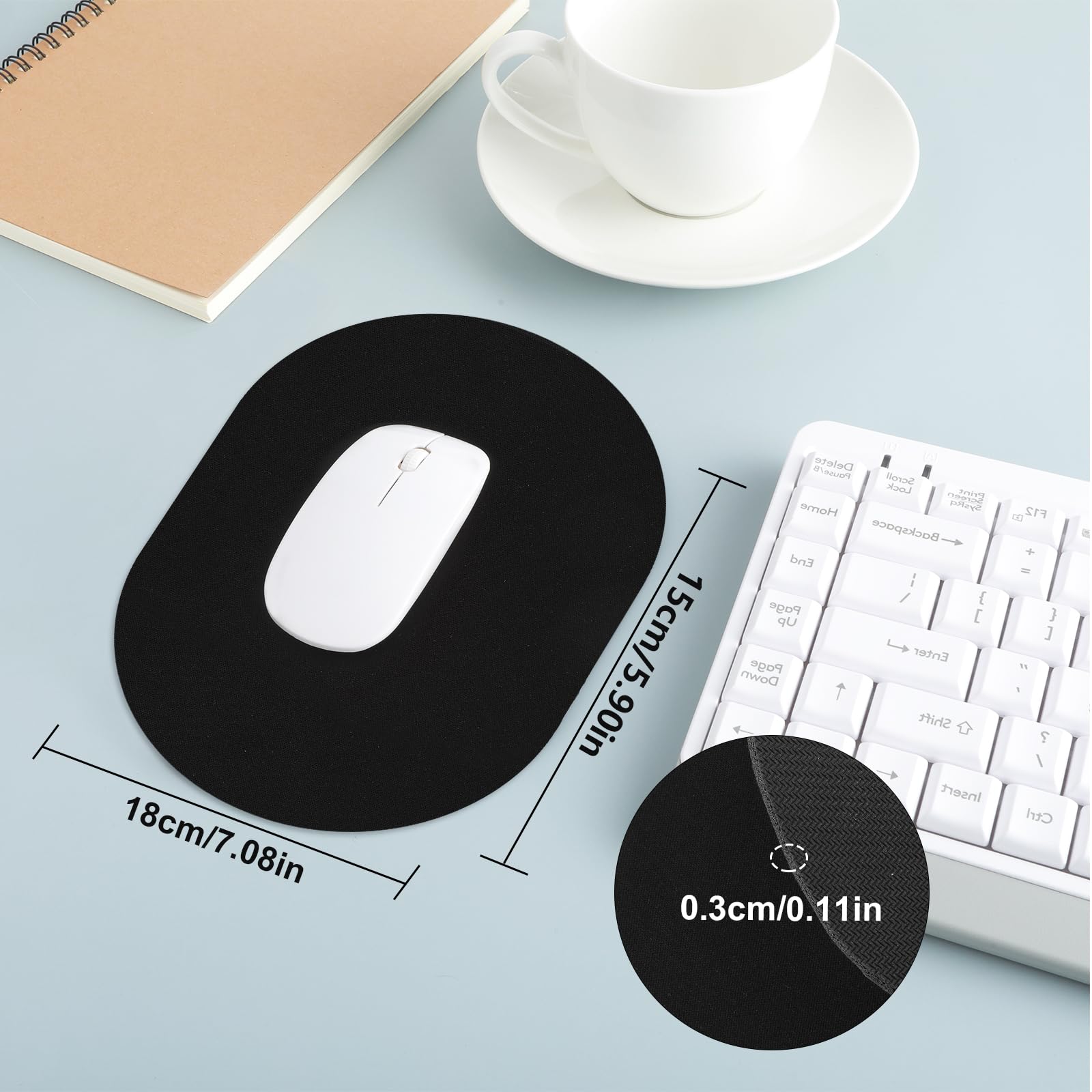 Tappetino Per Mouse Piccolo Impermeabile | Gomma Antiscivolo 18x15cm, Lavabile, Per Ufficio E Viaggio, Colore Nero - 3