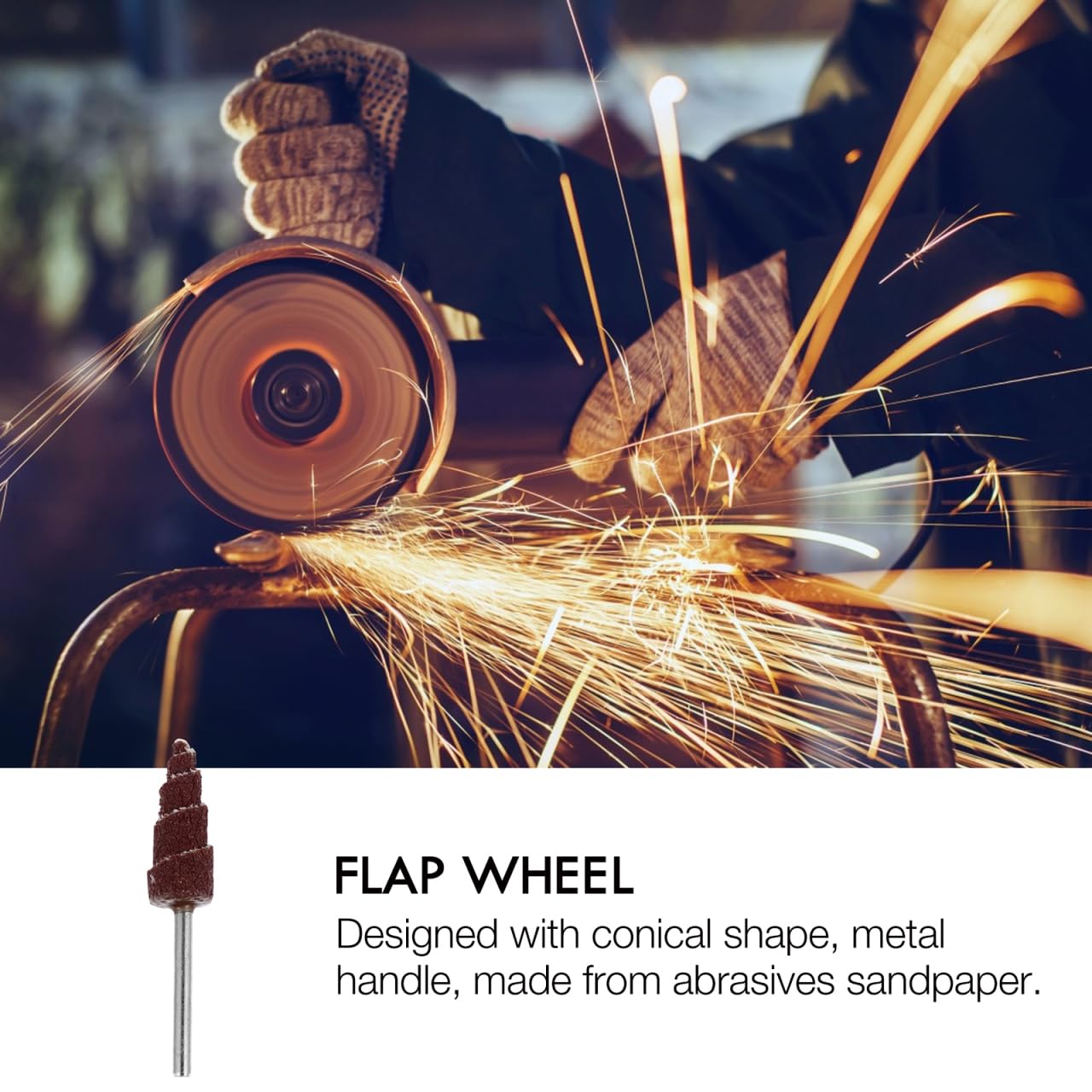 ULTECHNOVO Roue À Lamelles Abrasives Conique 20 Pièces Avec Poignée Métallique 2.2X0.4 Pouces Pour Ponçage Ébavurage Et Polissage Sur Bois Et Métal