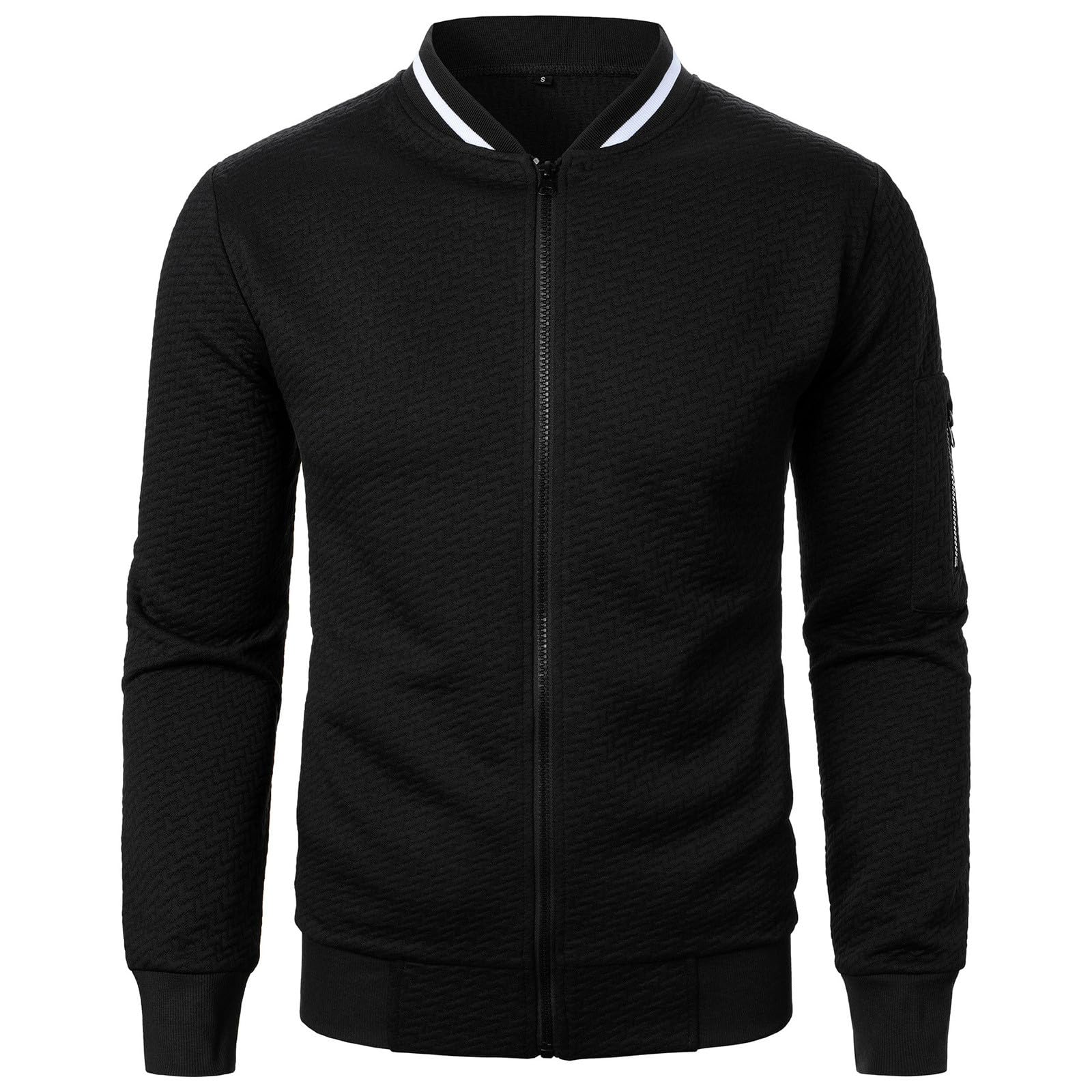 Men's Lightweight Jackets Full Zip Casual Loose Fit Jackets for Men Waffle Bomber Jacket Varsity Coat with Pockets