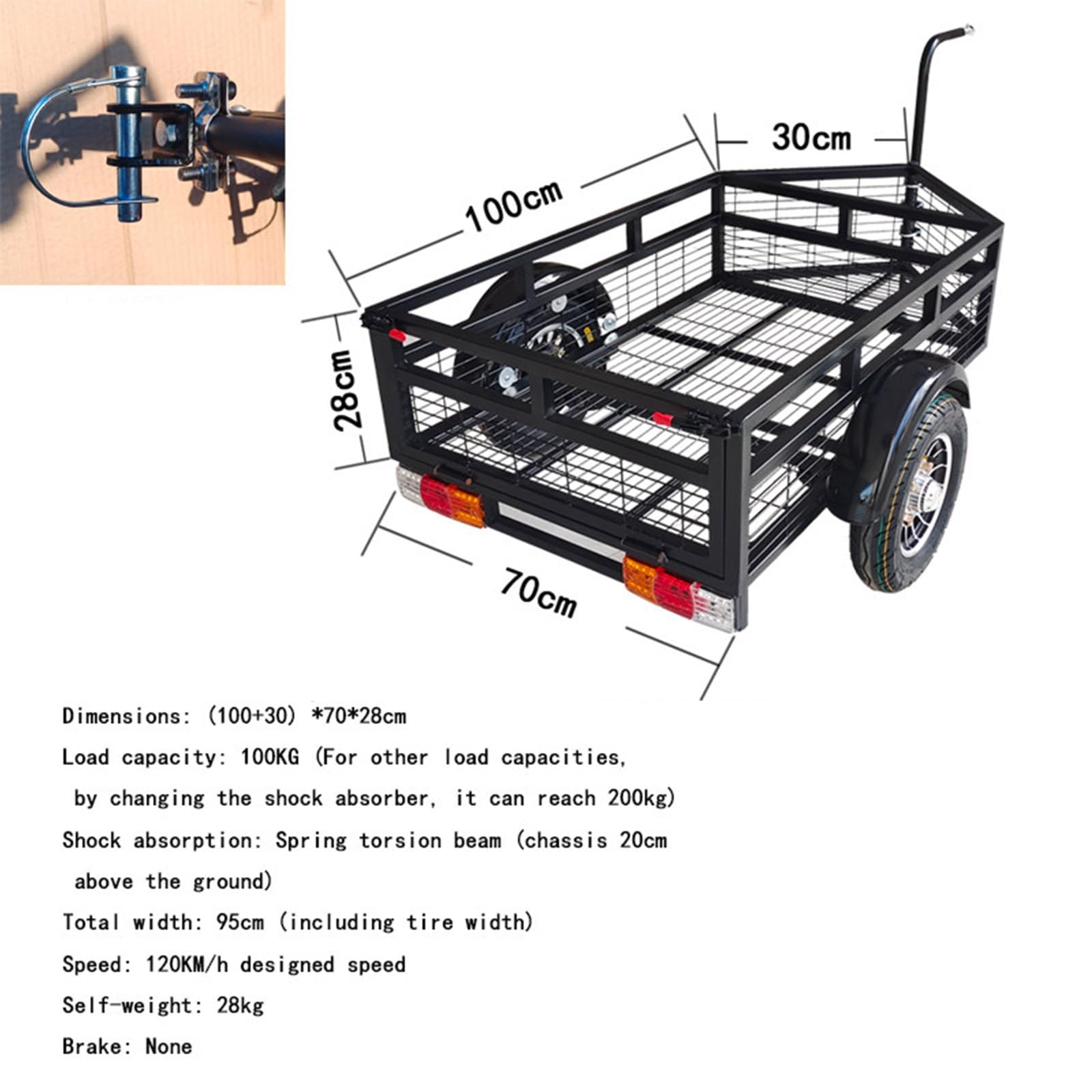 Remorque Cargo Monoroue Lourde, 90lb | Cadre acier allié, pneu large, pour sentiers étroits – camping, chasse, courses
