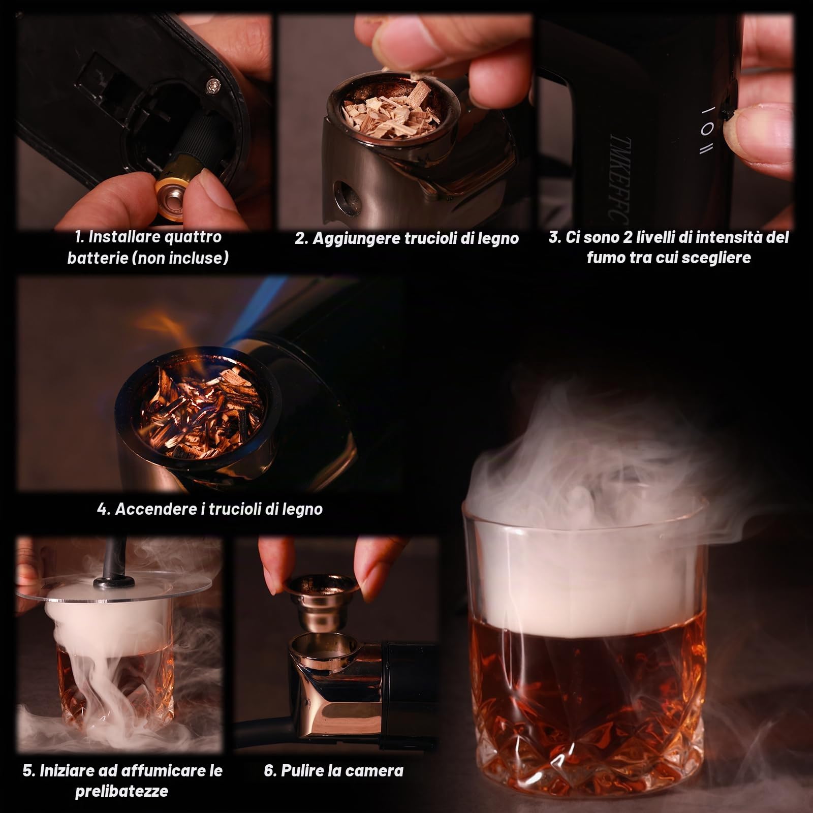 Pistola Affumicatore - Pistola a Fumo Fredda Portatile per Alimenti, Cocktail da Bere, Carne, Bacon, BBQ, Formaggio (Nero)